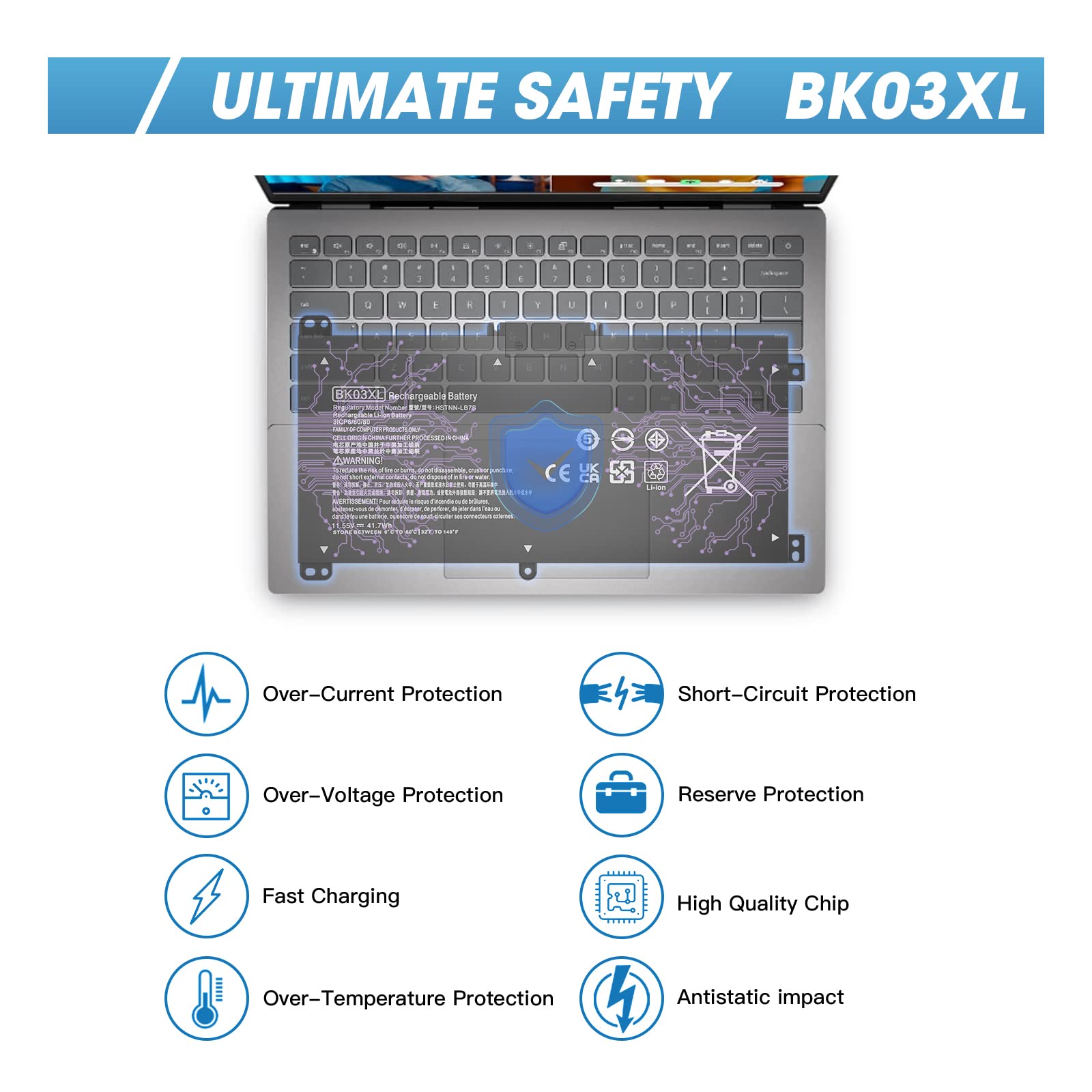 Bk03Xl Battery For Hp Pavilion X360 14 Ba 14M Ba Series 14 Ba253Cl 14M Ba114Dx 14M Ba011Dx 14 Ba1Xx 14 Ba2Xx 14 Ba153Cl 14 Ba125