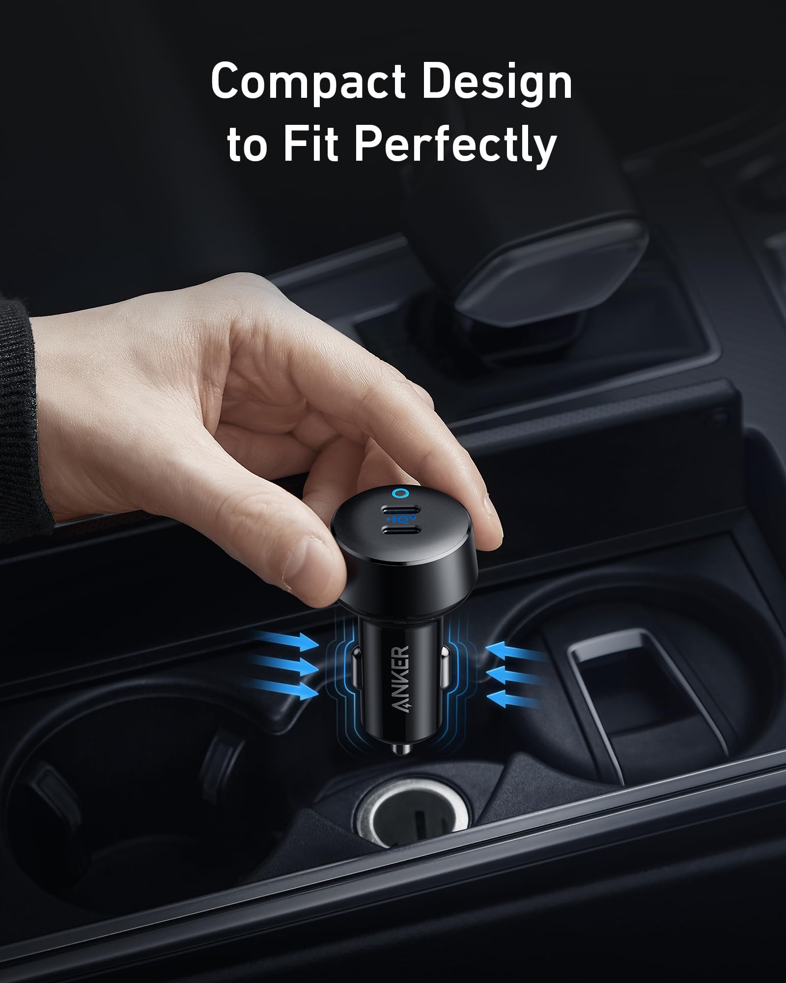 Anker Usb C Car Charger, 40W 2 Port Poweriq 3.0 Type C Adapter, Powerdrive Iii Duo With Power Delivery For Iphone 14 13 12 11 X