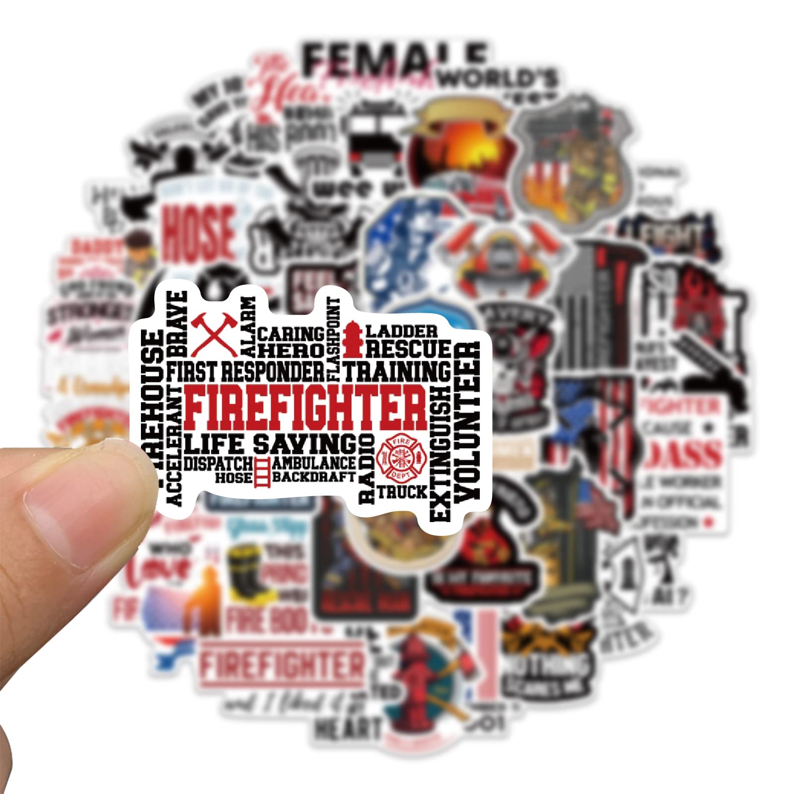 50 Pcs Firefighter Stickers, Thin Red Line Stickers,Fire Department, Fire Truck, Fire Rescue Stickers For Laptop,Water Bottles,H