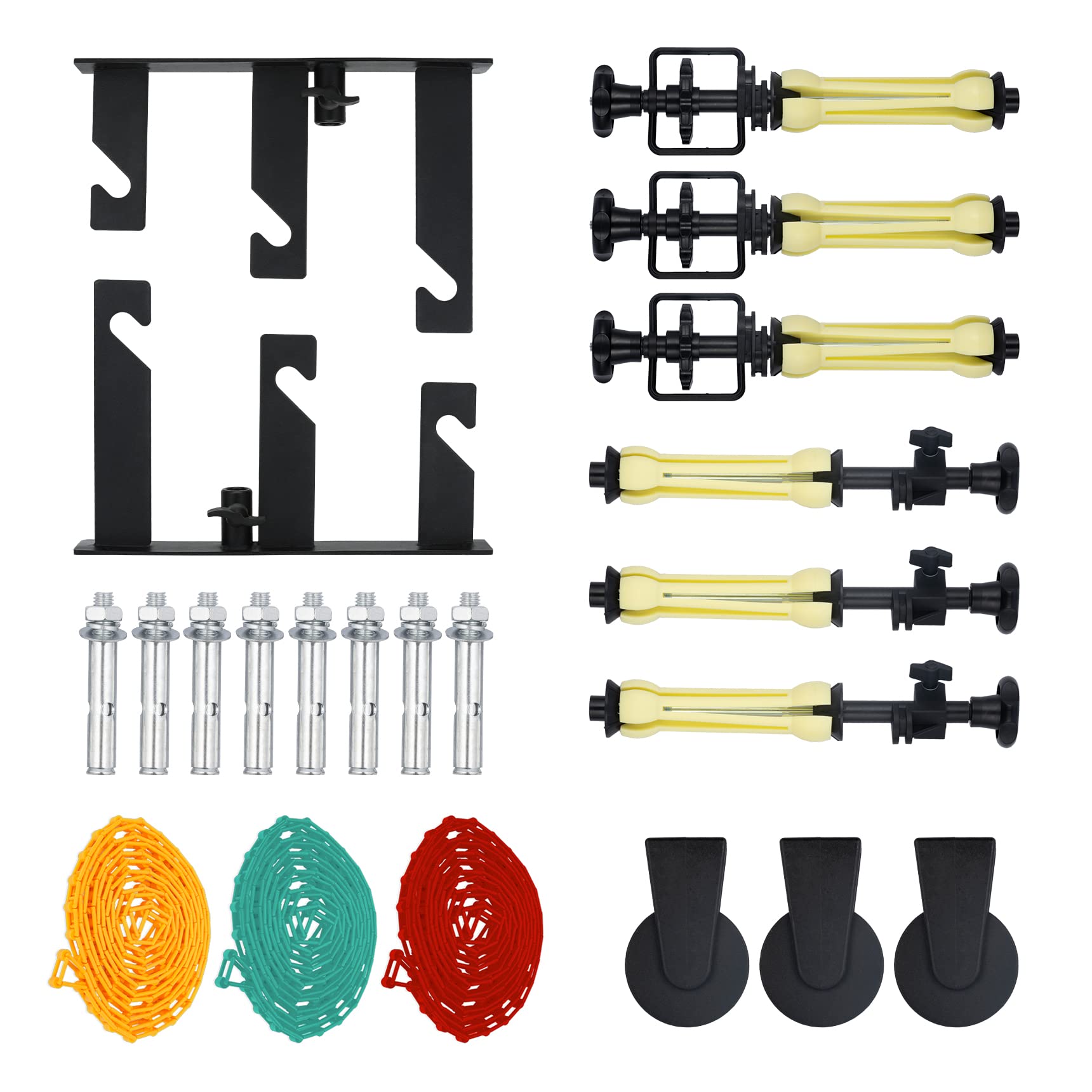 Meking Photography 3 Roller Backdrop Wall Mount, Manual Background Roller Support System With 2 Tri Fold Hooks, 6 Expand Bars An