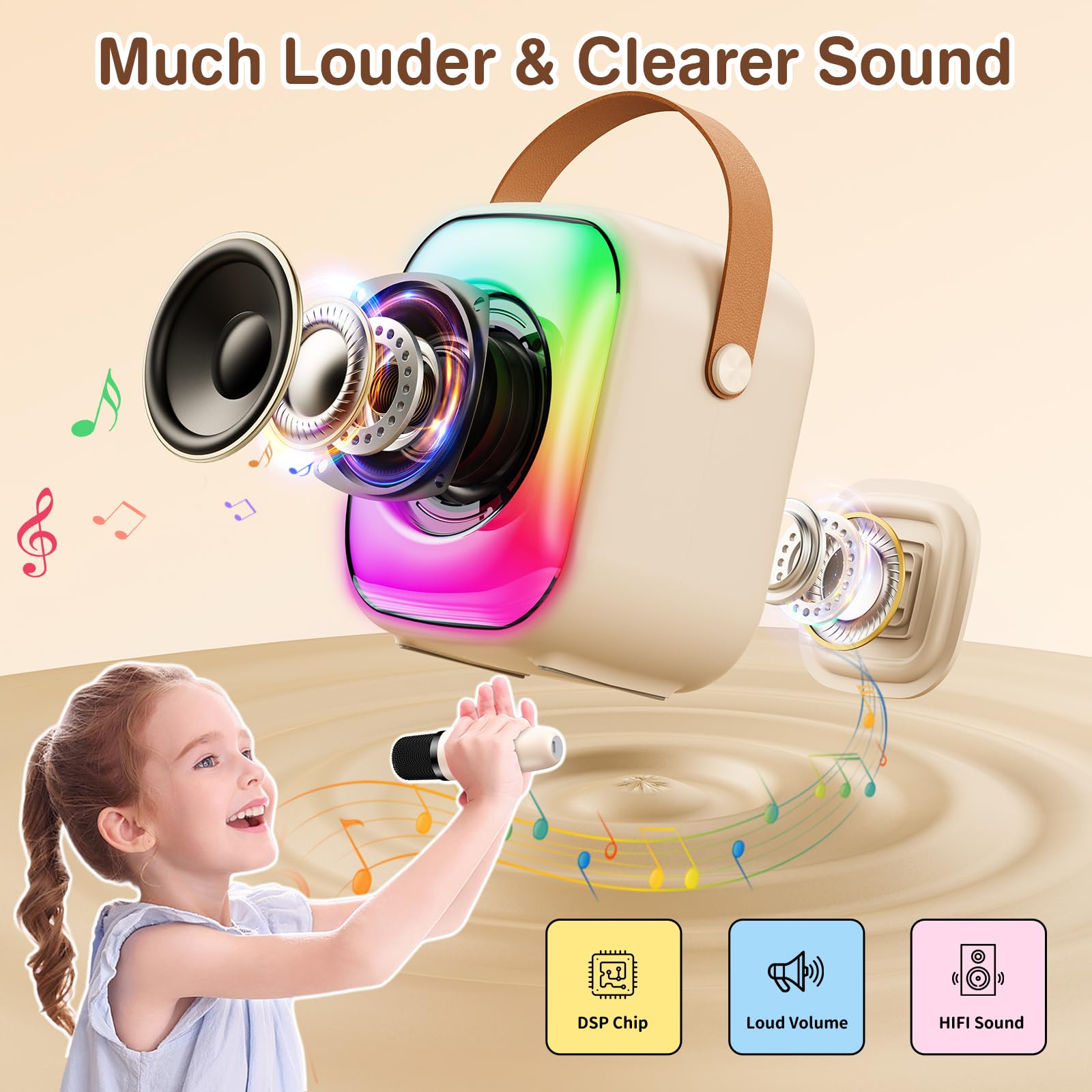 Phnixgam Mini Karaoke Machine With Two Wireless Microphones, Portable Bluetooth Speaker For Adults And Kids, Karaoke Microphone