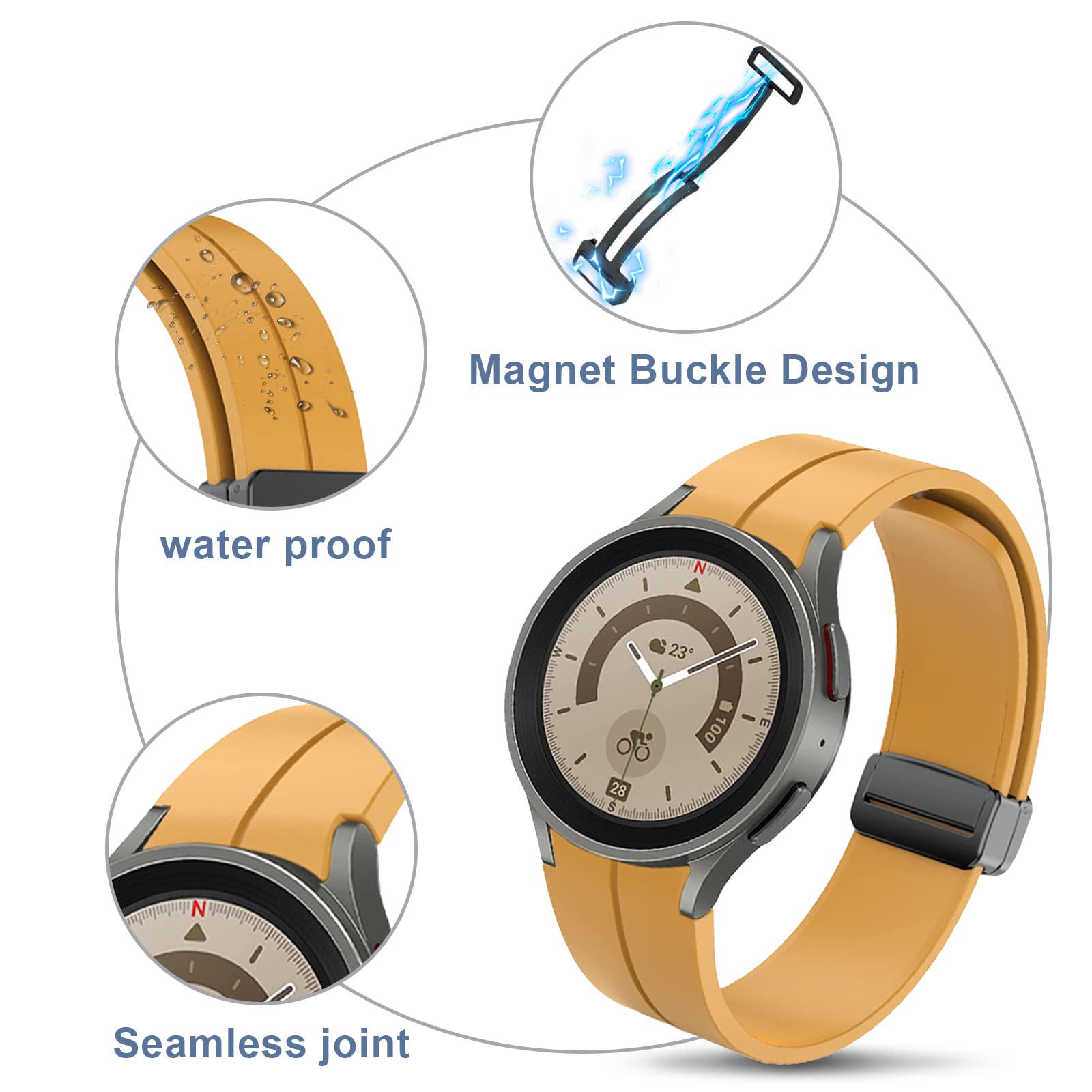 Bminen Bands Compatible With Samsung Galaxy Watch 5 Pro Band 45Mm/Galaxy Watch 5 Bands 44Mm 40Mm, Soft Silicone Strap Wristbands