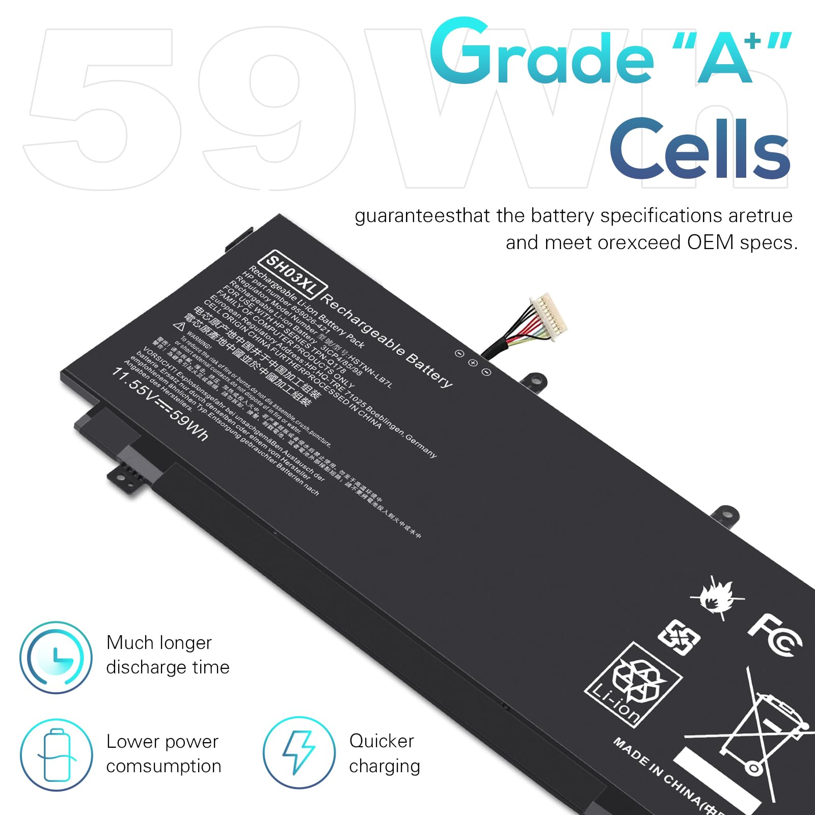 Sh03Xl Laptop Battery For Hp Spectre X360 13 W023Dx 13 Ac001Na 13 Ac013Dx 13 Ac033Dx 13 Ac037Tu 13 Ac052Na 13 W013Dx 13 W031Ng 1