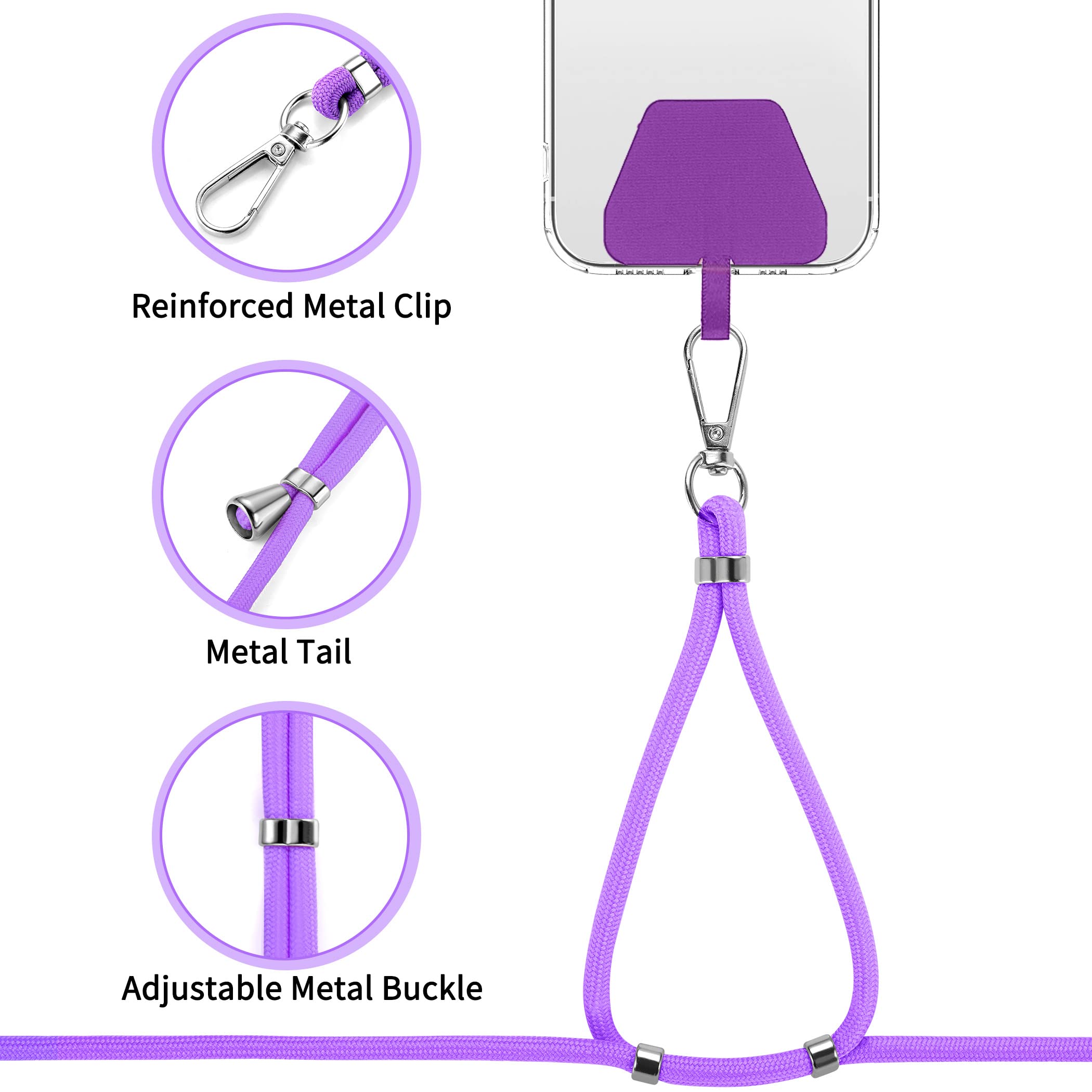 Cacoe Phone Lanyard 2 Pack 2   Adjustable Neck Strap,4   Phone Patches,Universal Crossbody Cell Phone Lanyards,Multifuctional Pa