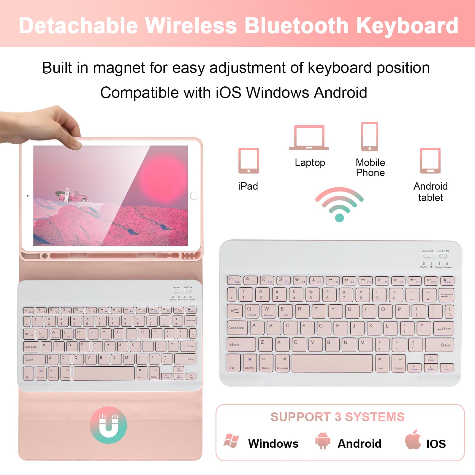 Soppy Keyboard Case For Ipad 9.7 Inch, Detachable Bluetooth Keyboard For Ipad 6Th Generation,Ipad 5Th Generation, Ipad Pro 9.7 I