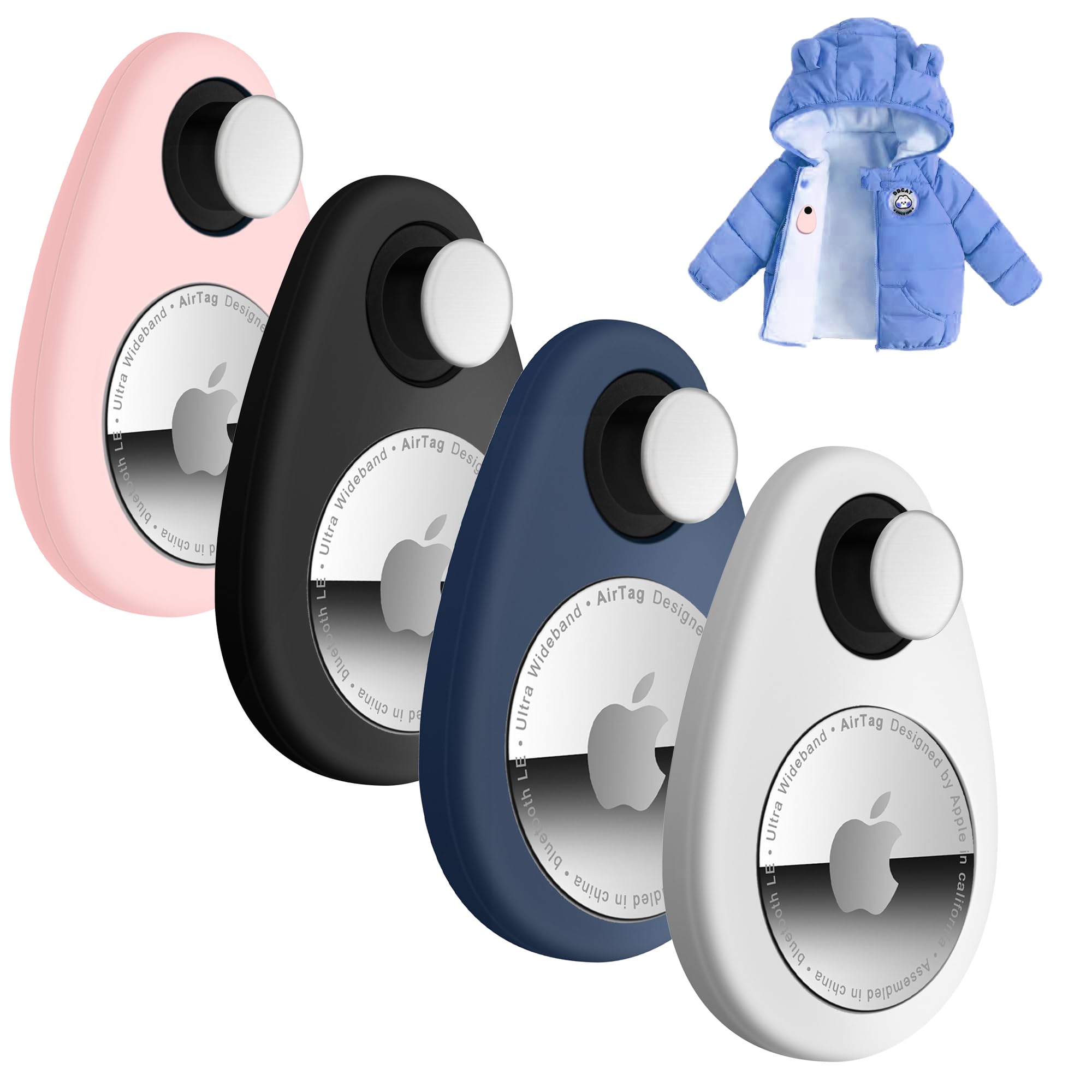 Airtag Holder For Kids Baby Toddler Hidden 4 Pack Gps Tracker Case, Anti Removal Airtag Silicone Case With Safety Pins, Suitable