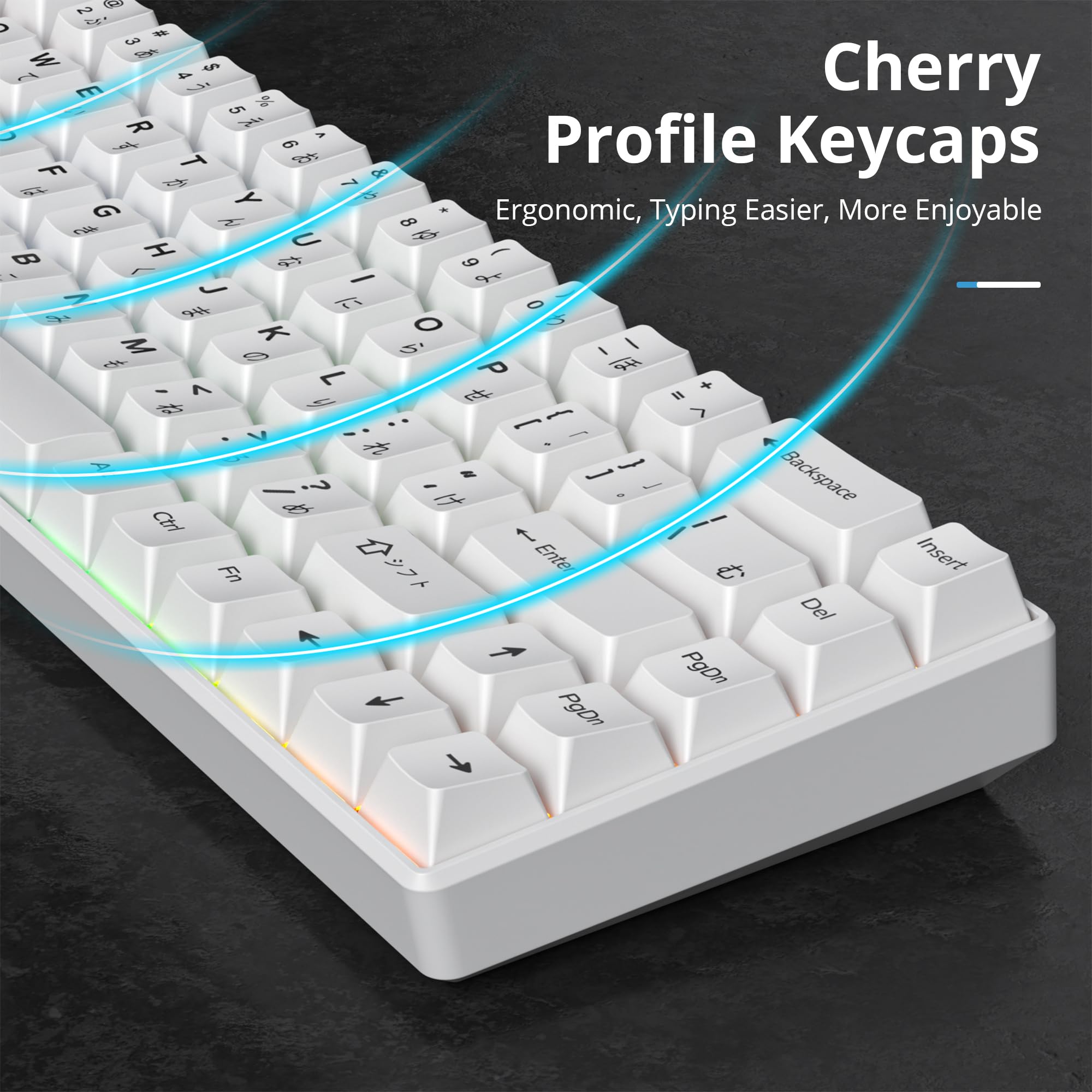 Guffercty kred GTSP 135 Japanese White Keycaps - DYE-Sub Cherry Profile for MX Switches, 6.25U/6U Space Bar, Minimalist Design
