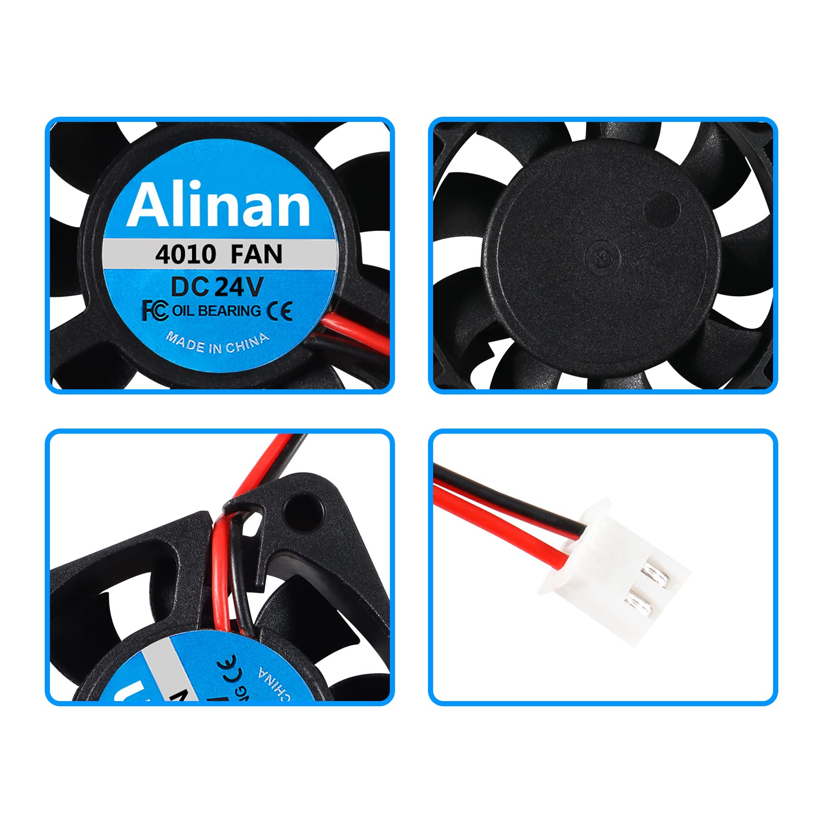 Alinan 6Pcs 4010 24V Sleeve Bearing Brushless Cooling Fan 40 * 40 * 10Mm With 2Pin Terninal 3D Printer Cooling Fan Computer Fan