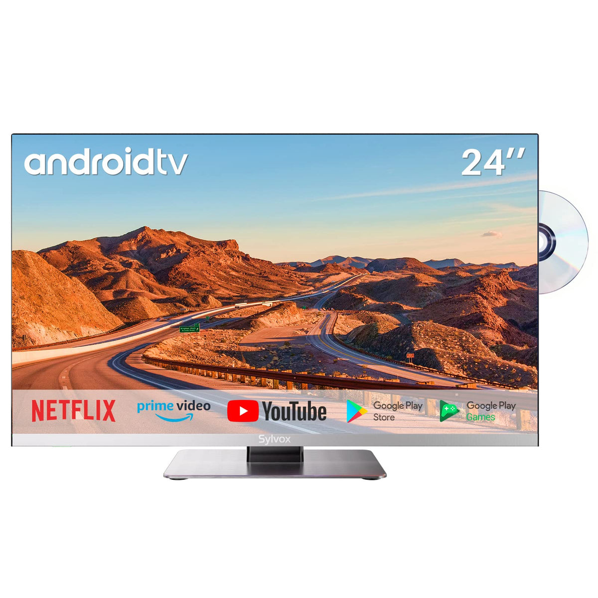 Sylvox Smart Rv Tv, 24 Inch Tv With Dvd Player Built In, 12 Volt Tv For Rv Camper 1080P Fhd, Android Smart Free Download Apps, S