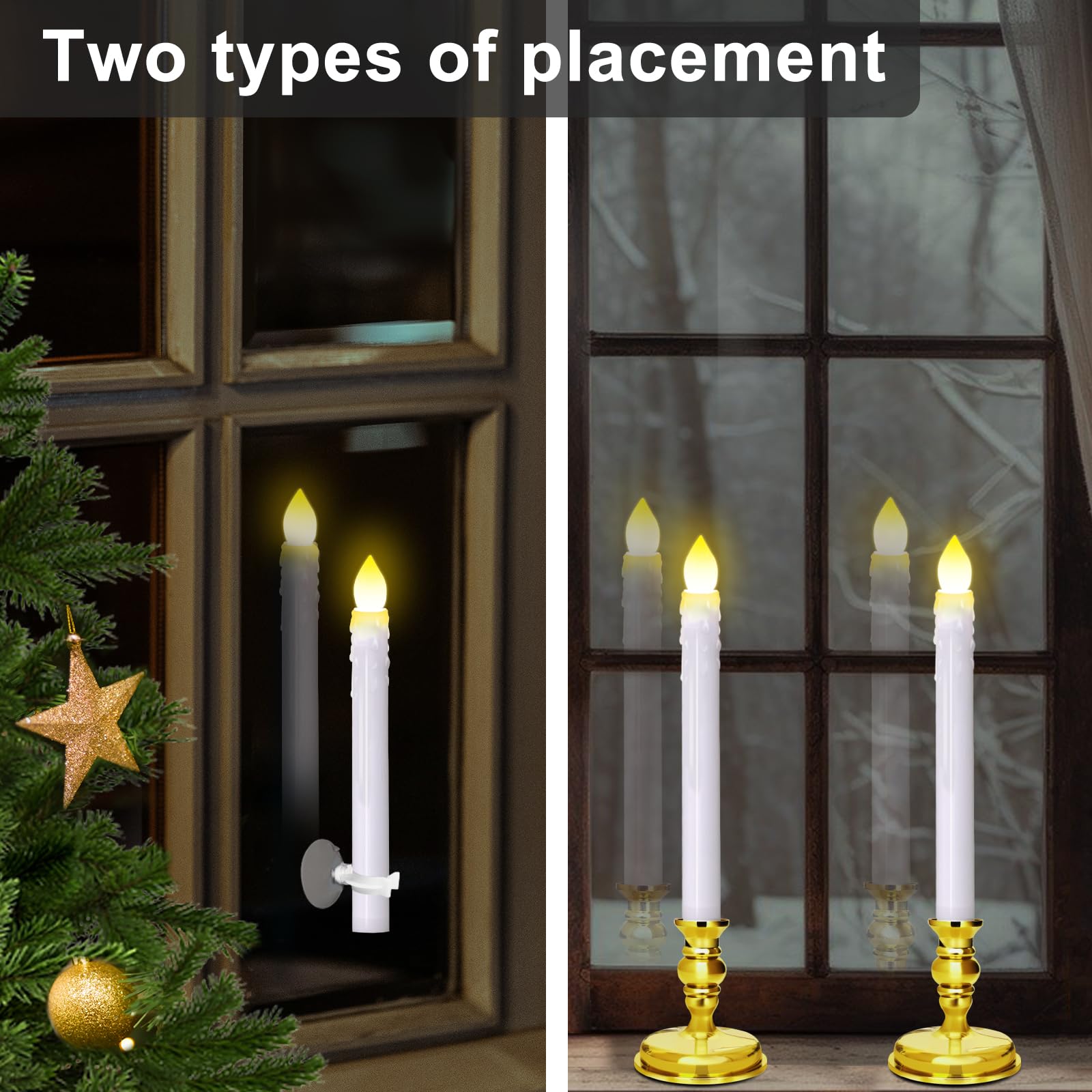 12 Pack Flameless Led Window Candles With Drip Texture,Removable Candle Holders,24 Aaa Batteries,Daily Timer,On/Off Remote,12 Wi