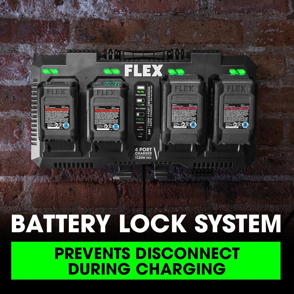 Flex 24V 1120W 4 Port Simultaneous Lithium Ion Battery Rapid Charger (280W Per Port)   Fx0451 Z