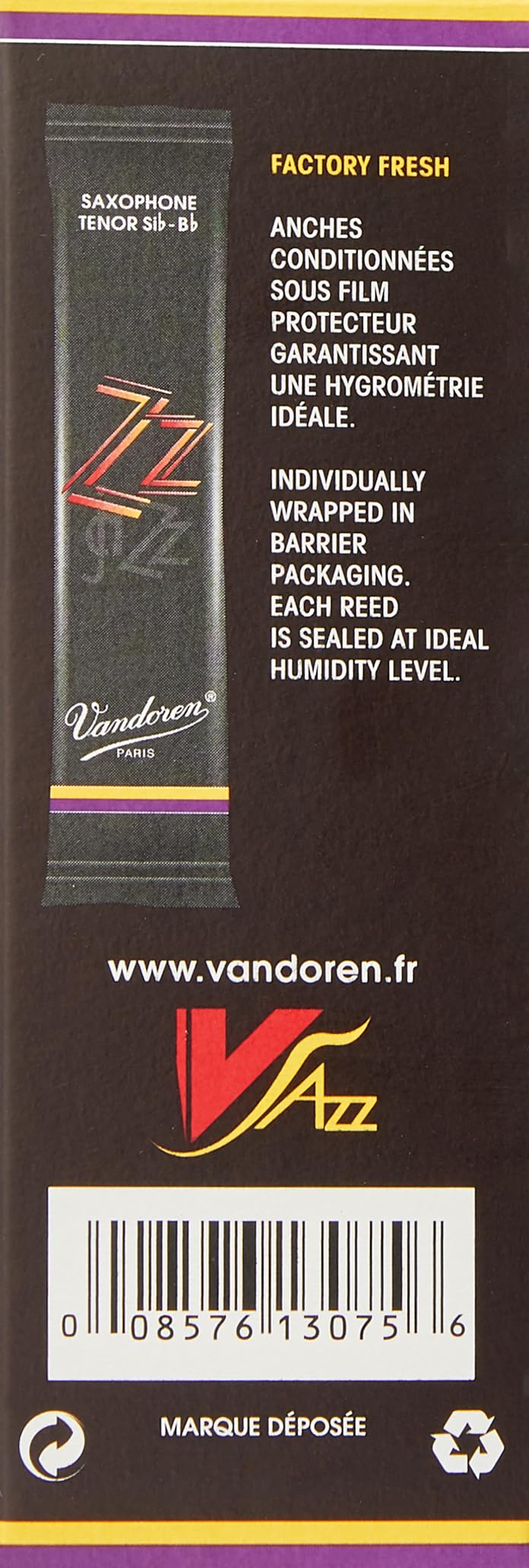 Vandoren Sr423 Tenor Sax Zz Reeds Strength 3; Box Of 5
