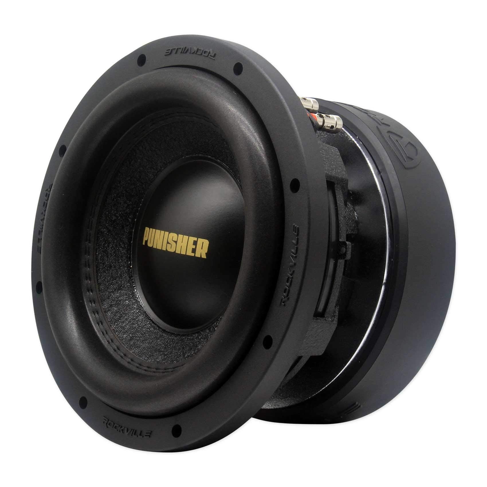 Rockville Punisher 10D2 10 5000W Peak Dual 2-Ohm Car Subwoofer, 1250W RMS, 3 4-Layer Voice Coil, Double-Stacked 246 Oz Magnet, f