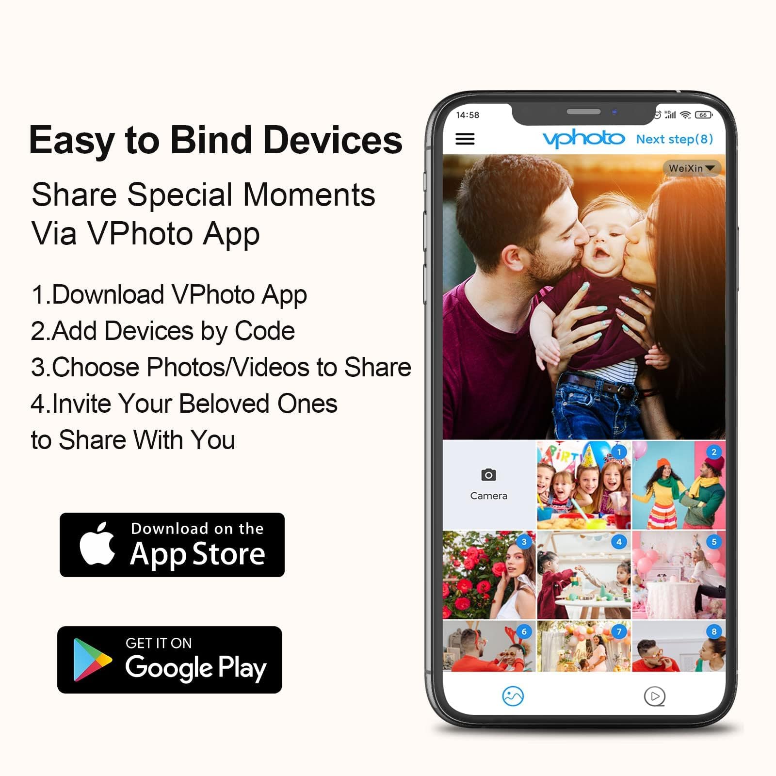 Digital Photo Frame 10.1'' Wood  Smart Picture Frame   32Gb Wifi Frame 1280 * 800 Ips Touch Screen, Auto Rotate, Motion Sensor,