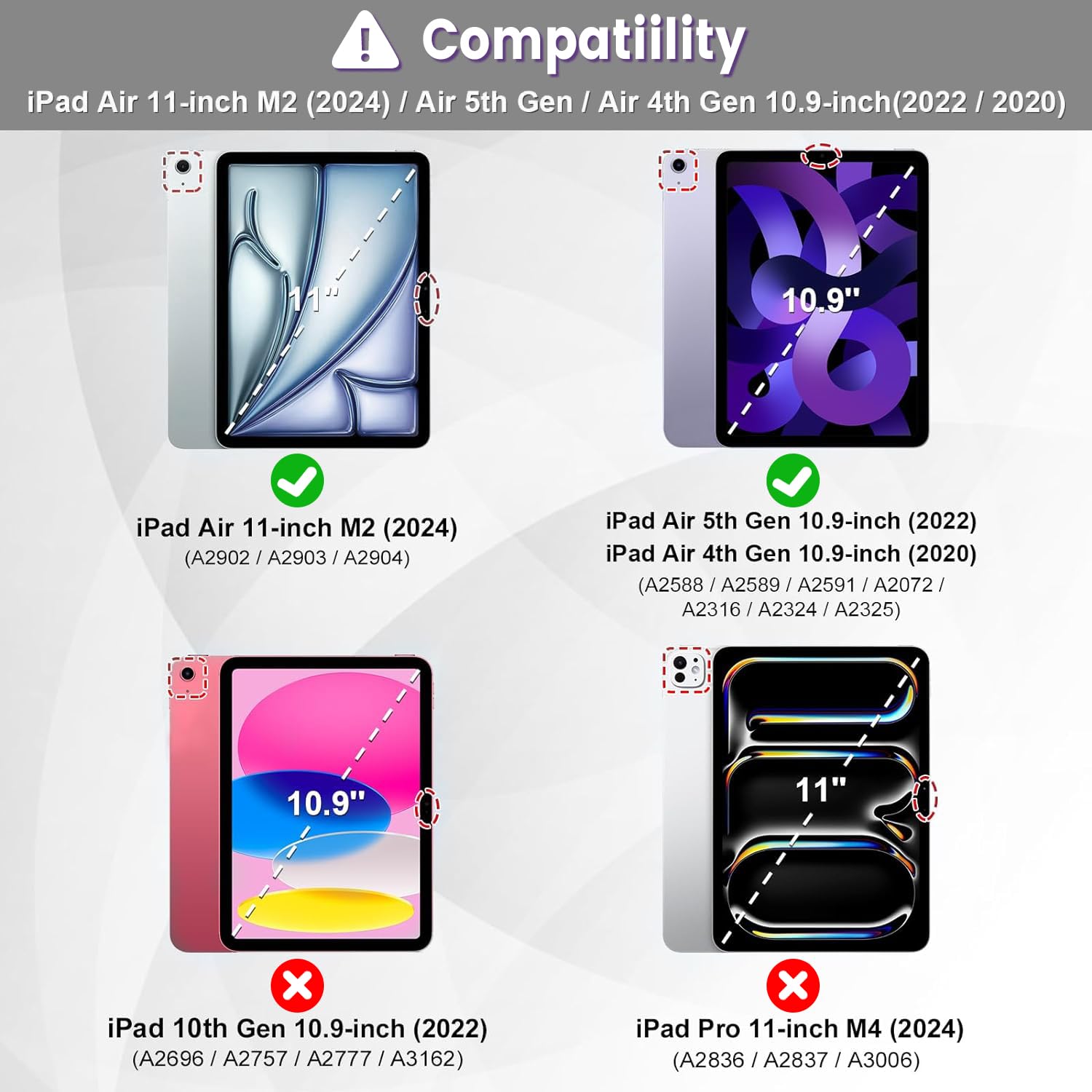 Ccmao For Ipad Air 11 Inch Case 2024/Ipad Air 5Th Generation Case 2022/Ipad Air 4Th Gen Case 2020 With Pencil Holder And Kicksta