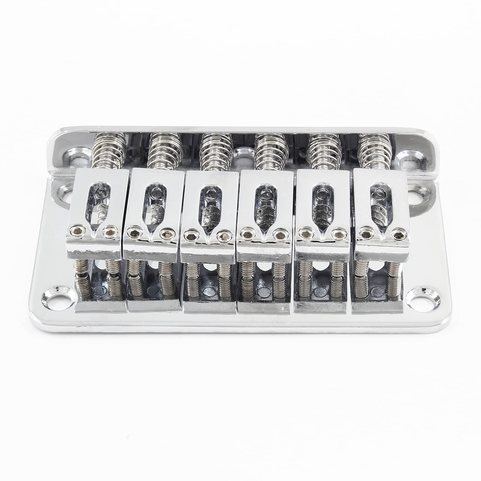 Harskiyersilver Adjustable 6 String Guitar Bridge, Metal Fixed Top Load Guitar Tailpiece Guitar Fixed Bridge Hardtail Saddle Bri