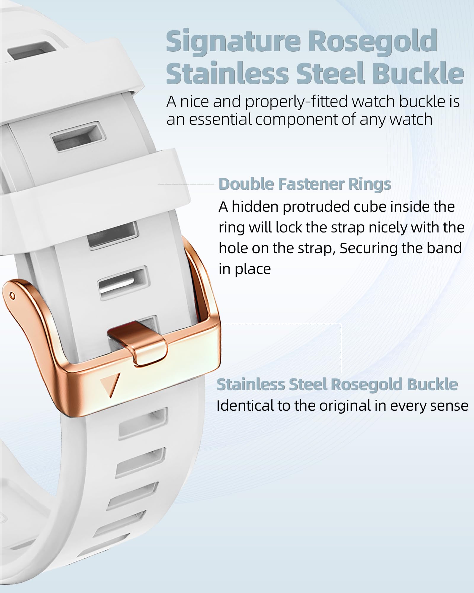 Outvi 20Mm Watch Band For Garmin Fenix 5S Fenix 6S Fenix 7S Pro Soft Silicone With Rose Gold Buckle Quick Fit 20 Bands Replaceme