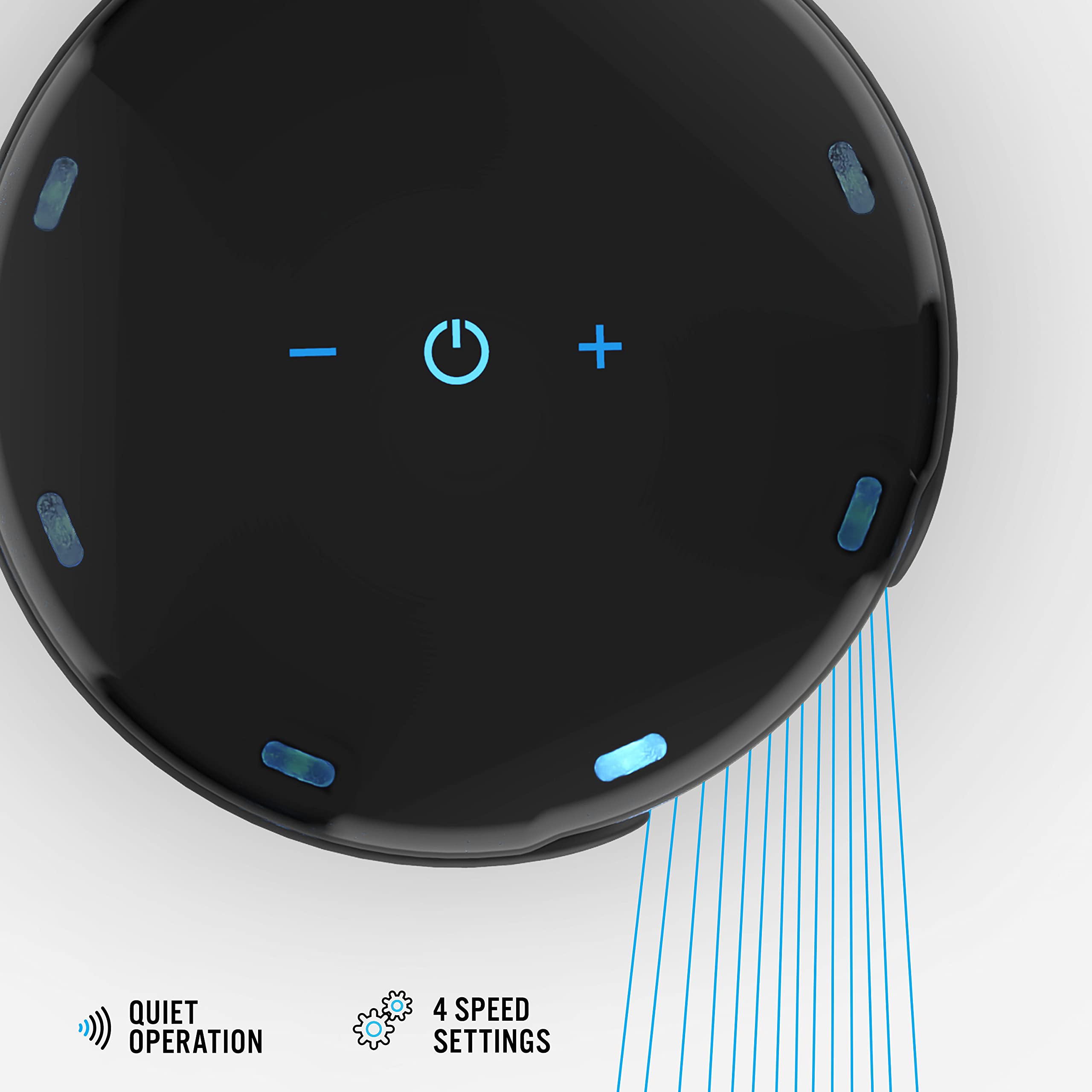 Vornado Atom 1 Oscillating Tower Fan, Small Air Circulator With 4 Speeds, Touch Controls,Black, 10''