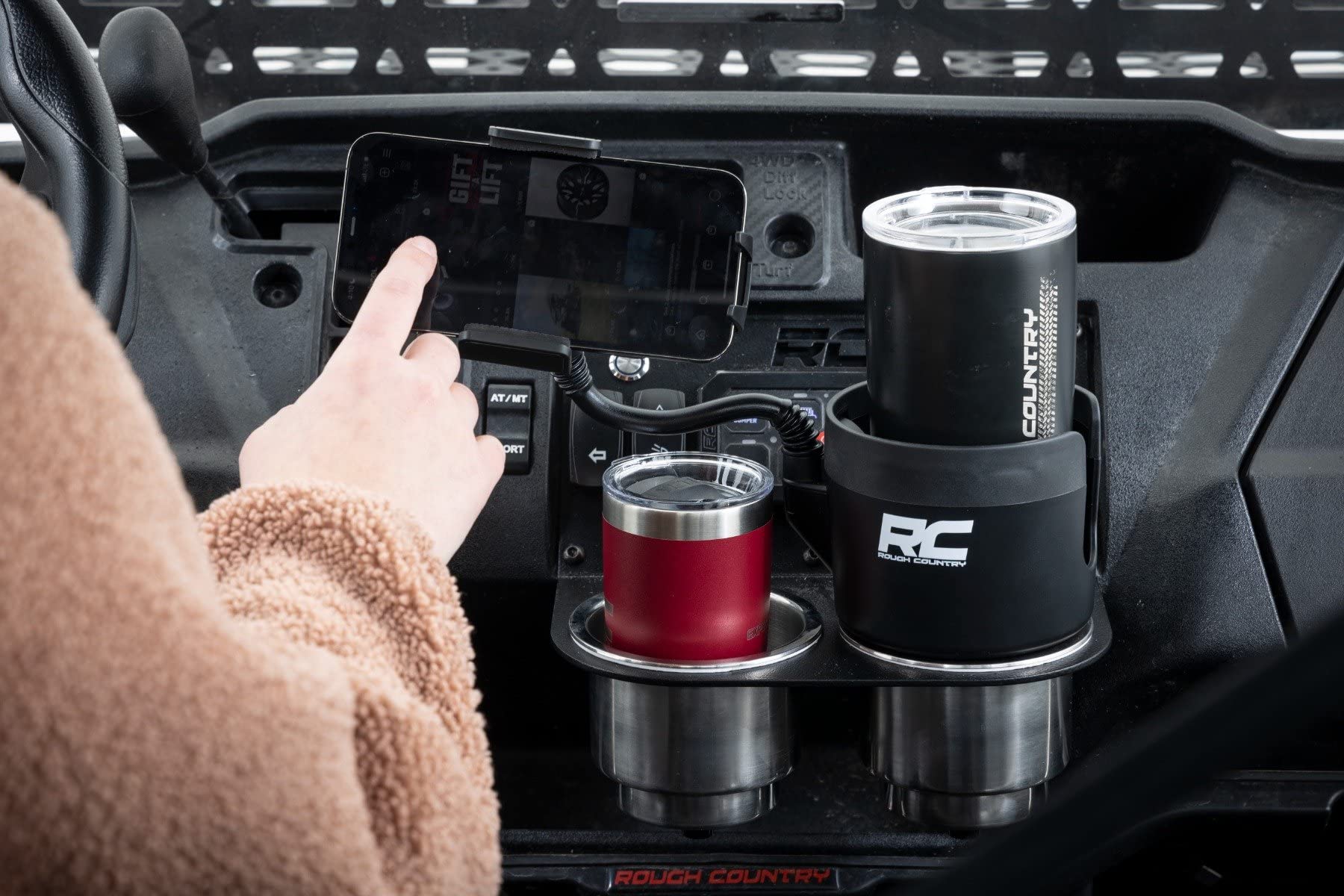 Rough Country 2 In 1 Expanding Cup And Phone Holder   J5054, Black, 2.69In   3.9In Diameter