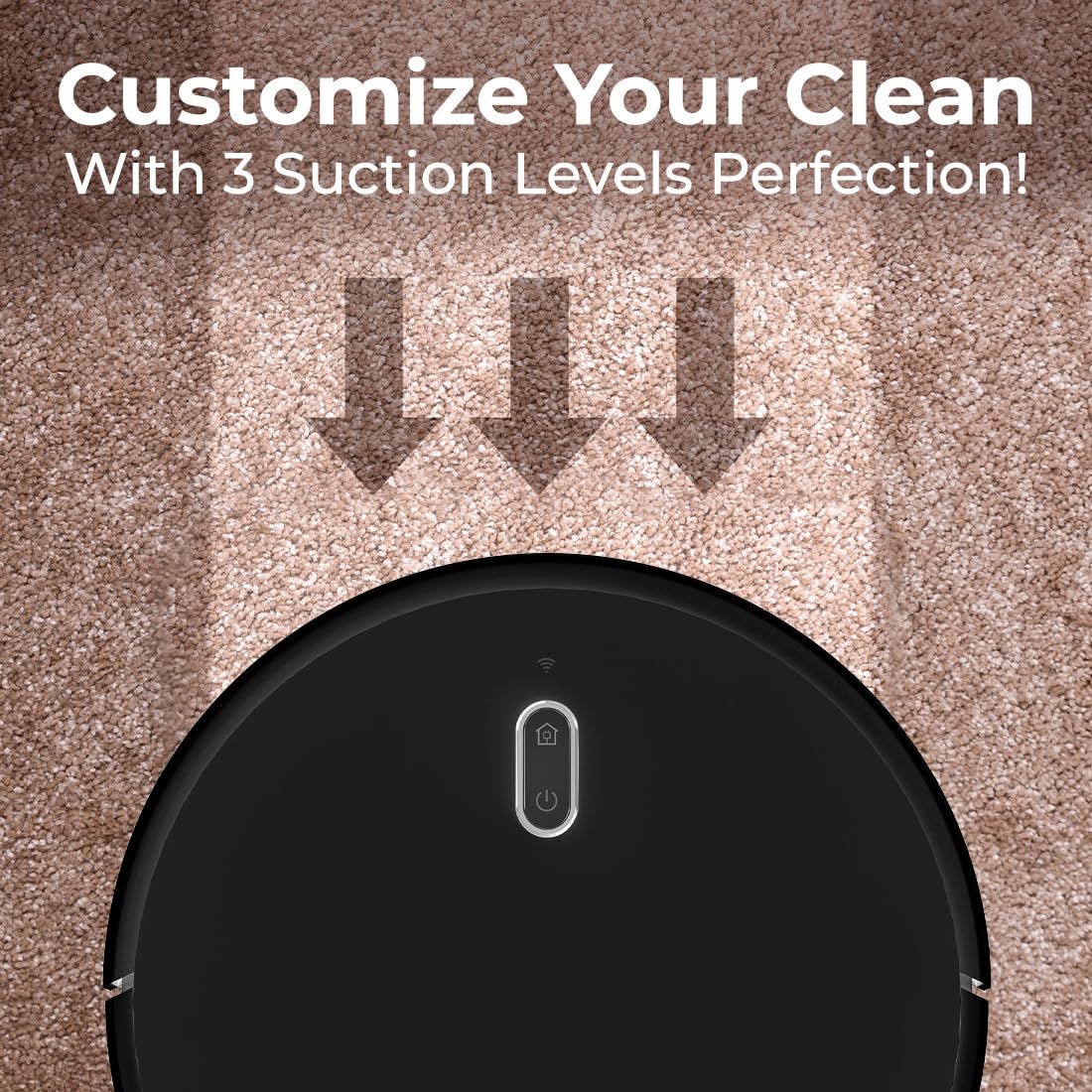 Koblenz Gamma Black Robot Vacuum Wi Fi Connectivity, Smart Mapping Technology With Systematic Cleaning Pattern, Compatible With Alexa, Google, Good For Pet Hair, Carpets, Hard Floors, Self Charging