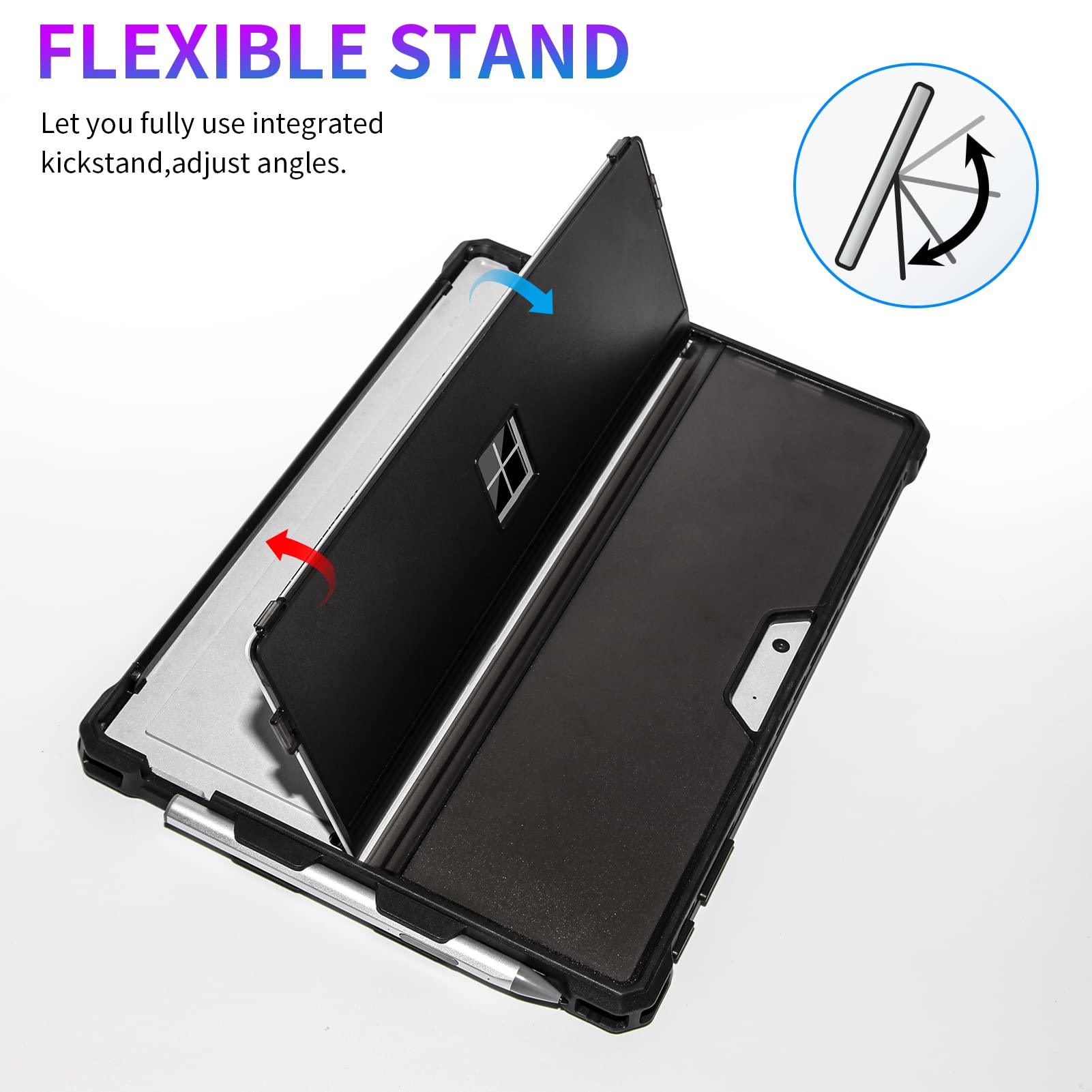 Sssgrgb Case Fit 12.3'' Microsoft Surface Pro Plus/Pro 7/Pro 6/Pro 5/Pro 4/Pro Lte, Protective Rugged Cover Case, With Stylus Pe
