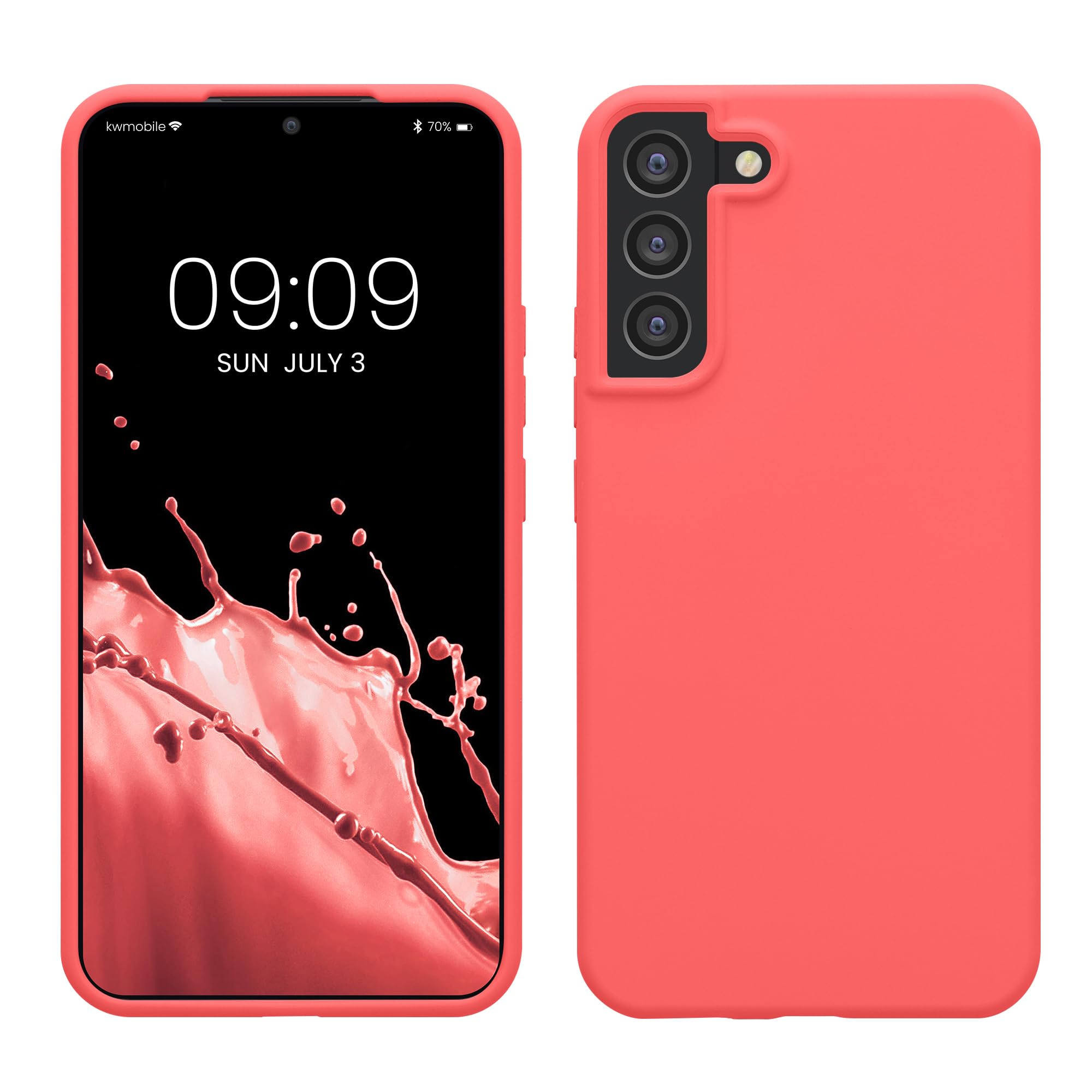 kwmobile Case Compatible with Samsung Galaxy S22 Plus Case - TPU Silicone Phone Cover with Soft Finish - Neon Coral