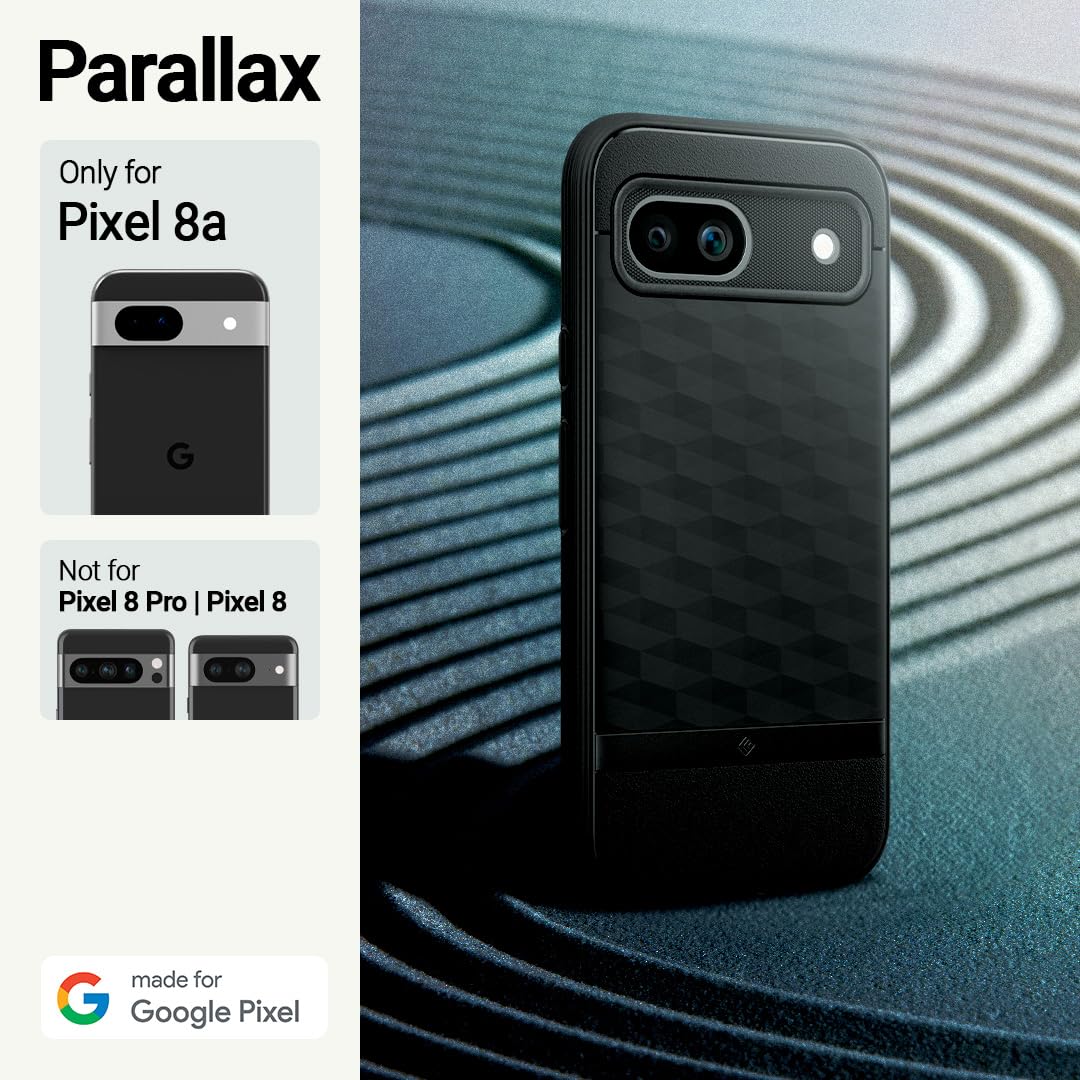 Caseology Parallax For Google Pixel 8A Case 5G [3D Ergonomic Design](2024)   Matte Black