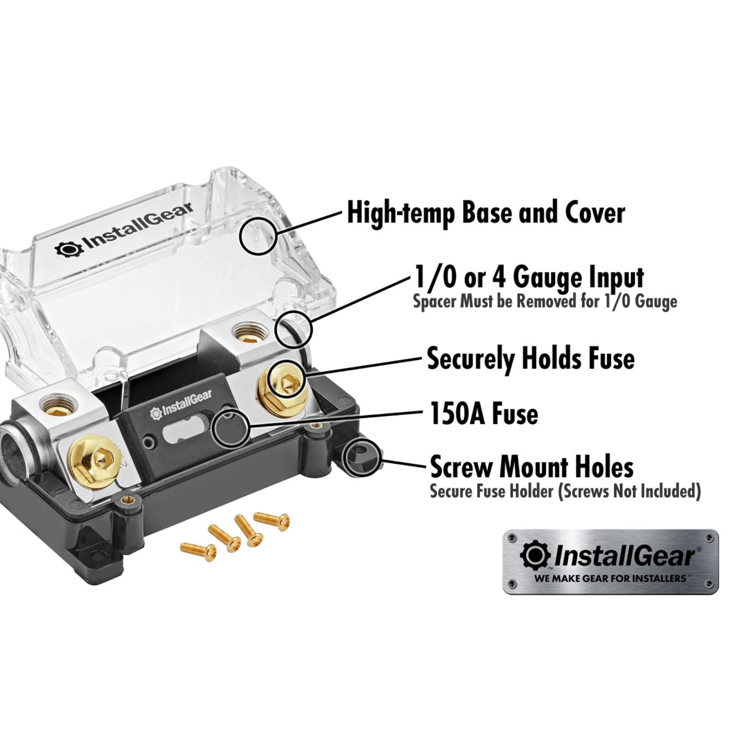Installgear 0/2/4 Gauge Awg In Line Anl Fuse Holder With 100 Amp Fuse | Inline Fuse Holder   No Wire Terminals Needed | 100 Amp