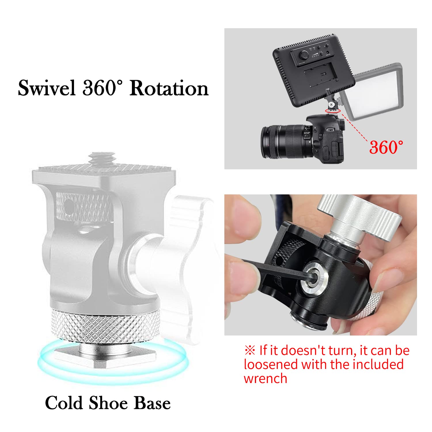 Sutekus Field Monitor Mount Holder With Cold Shoe Swivel And Tilt Adjustable 1/4 Screw Thread Adapter For 5 And 7 Monitor