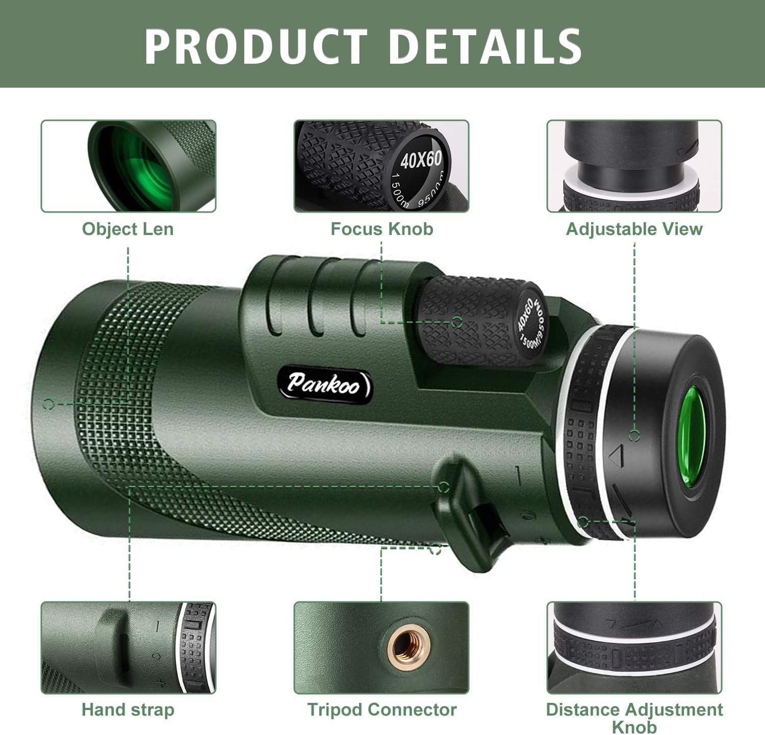 40X60 Monocular Telescope With Smartphone Holder& Tripod, High Power Nitrogen-Filled Monocular For Adults With Bak4 Prism & Fmc
