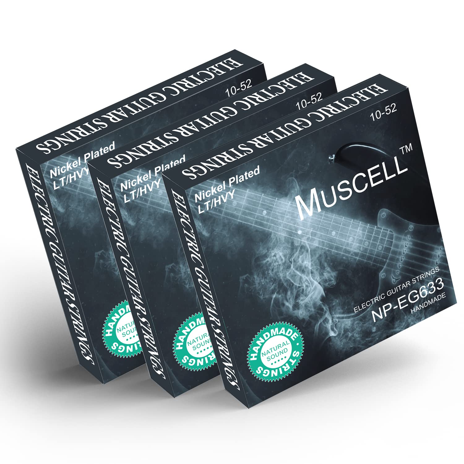 Muscell Electric Guitar Strings Handmade Nickel Plated Hex Steel Colorful Ball End 3 Packs 6 String Light Heavy 10 52