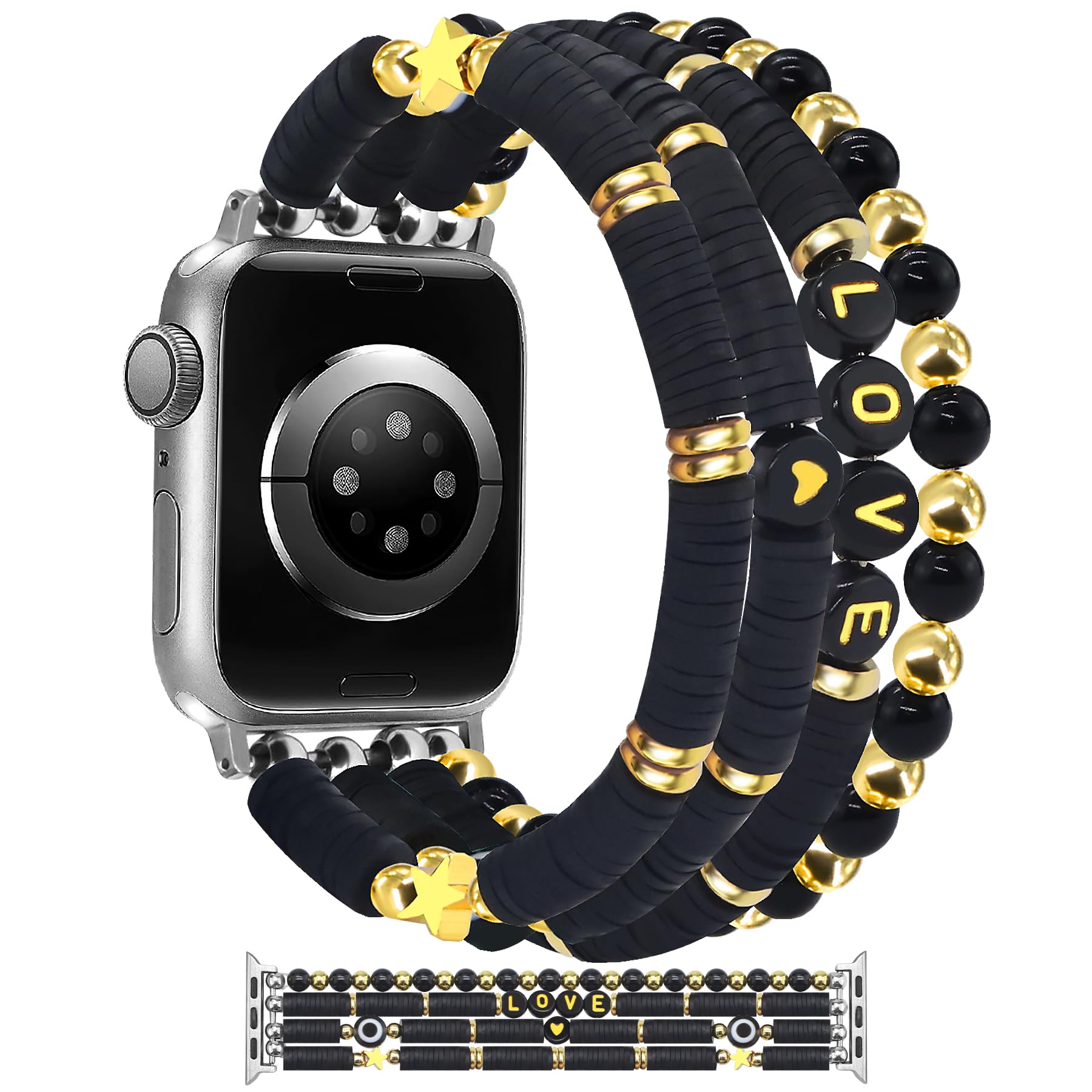 Jr.Dm Beaded Bracelet Compatible With Apple Watch 40Mm 38Mm 41Mm 44Mm 42Mm 45Mm 46Mm For Women, Cute Stretchy Gold Handmade Jewe