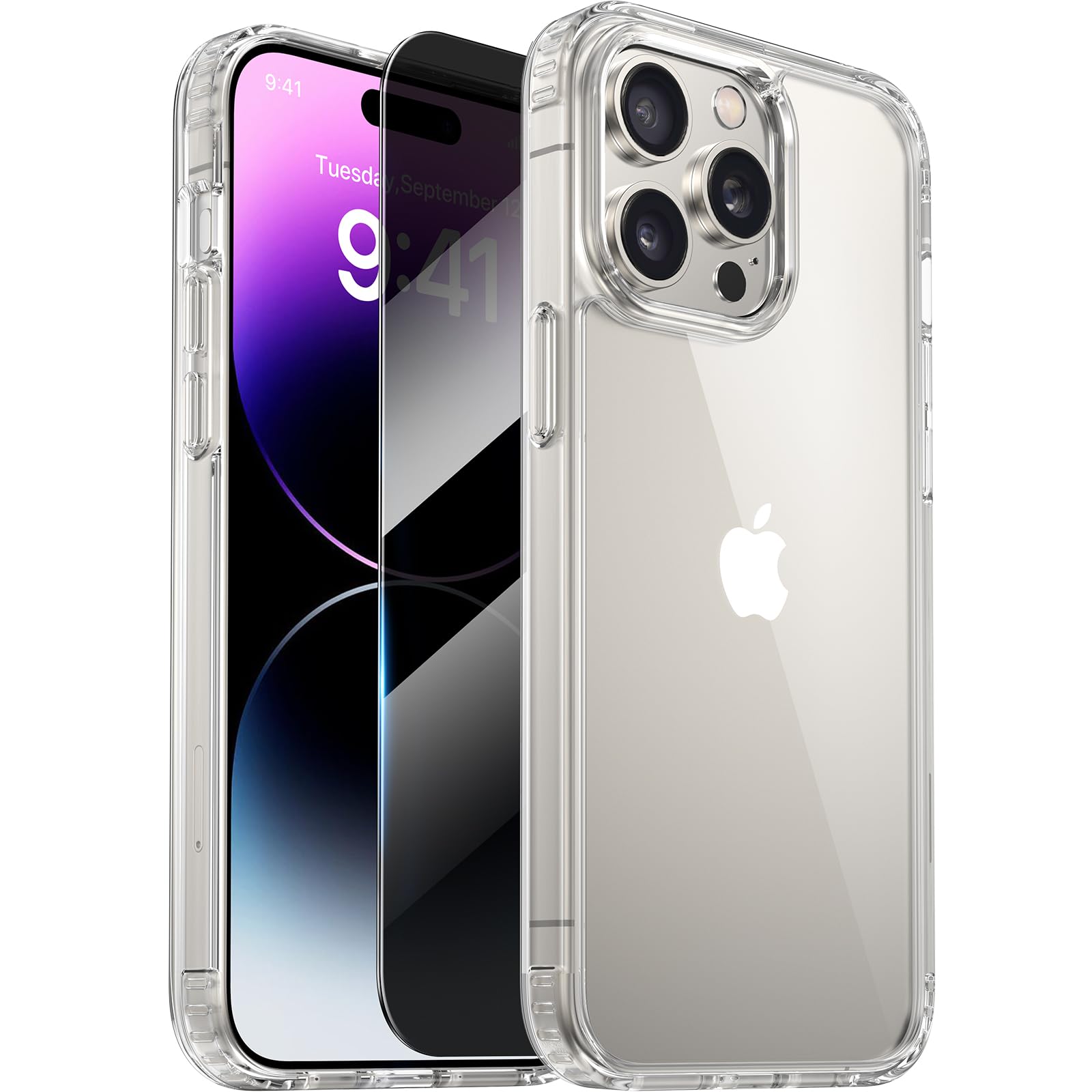 Diaclara Designed For Iphone 14 Pro Case, [With Privacy Screen Protector] [Anti Spy] [Military Grade Drop Protection] Heavy Duty