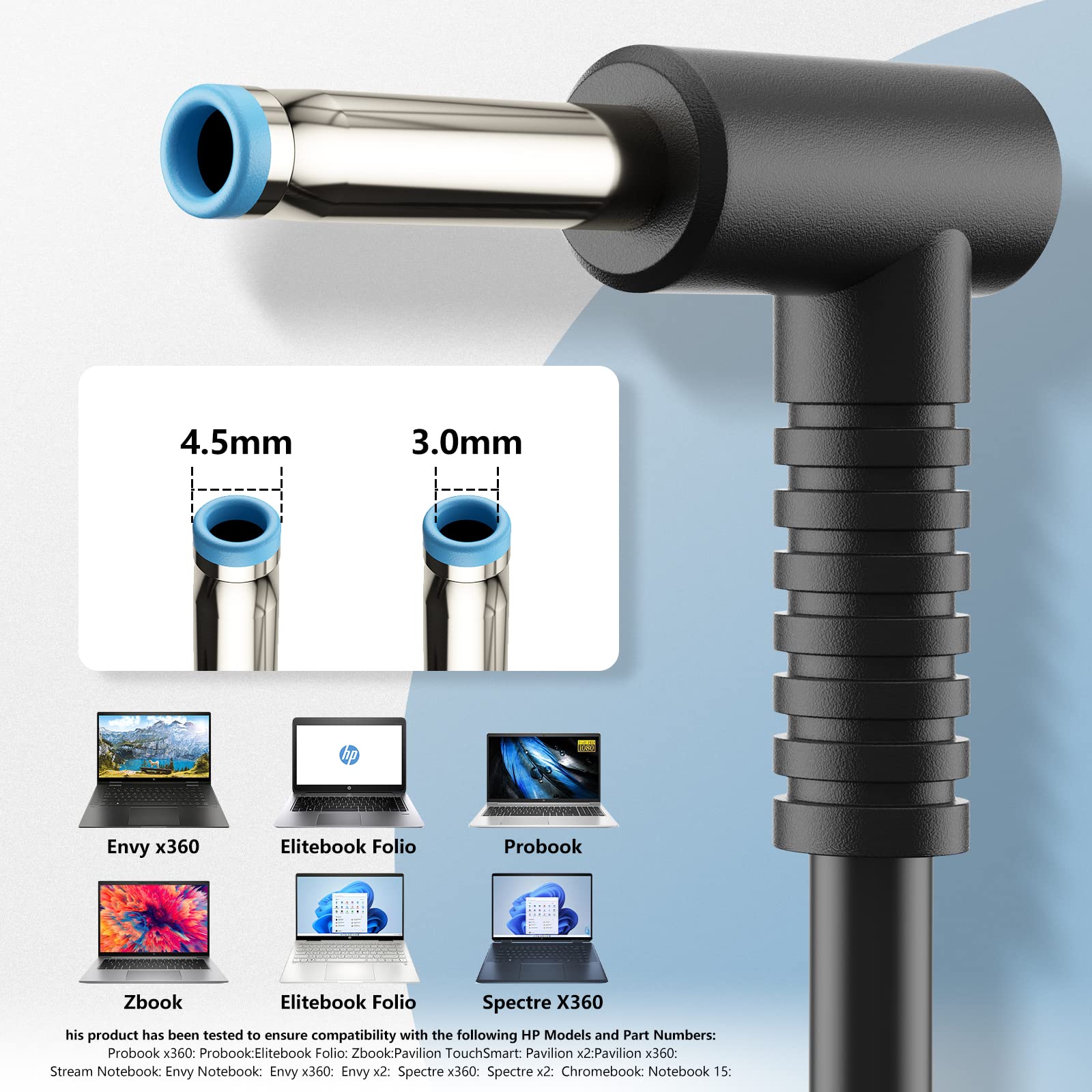 Sunshare 65W Ac Power Charger, Compatible With Hp Probook And Pavilion Laptops, Fast Charging, 19.5V 3.33A, 4.5*3.0Mm Blue Conne