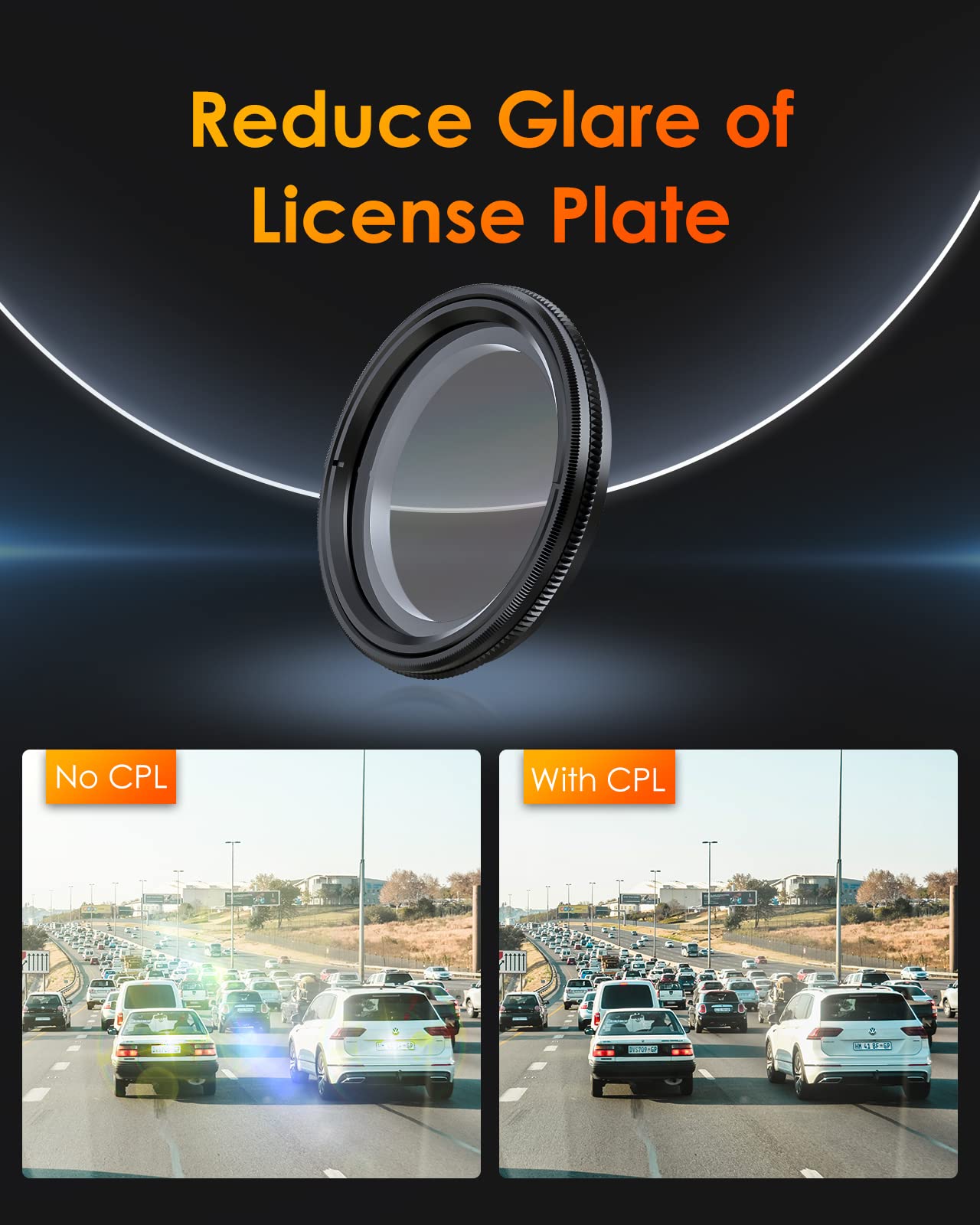 Vantrue 40Mm Ultra Slim Cpl Circular Polarizer Filter For Vantrue E1, E2, E3, E1 Lite, S1 Pro, N4 Pro, N5, N2X Dash Cam, Reduce
