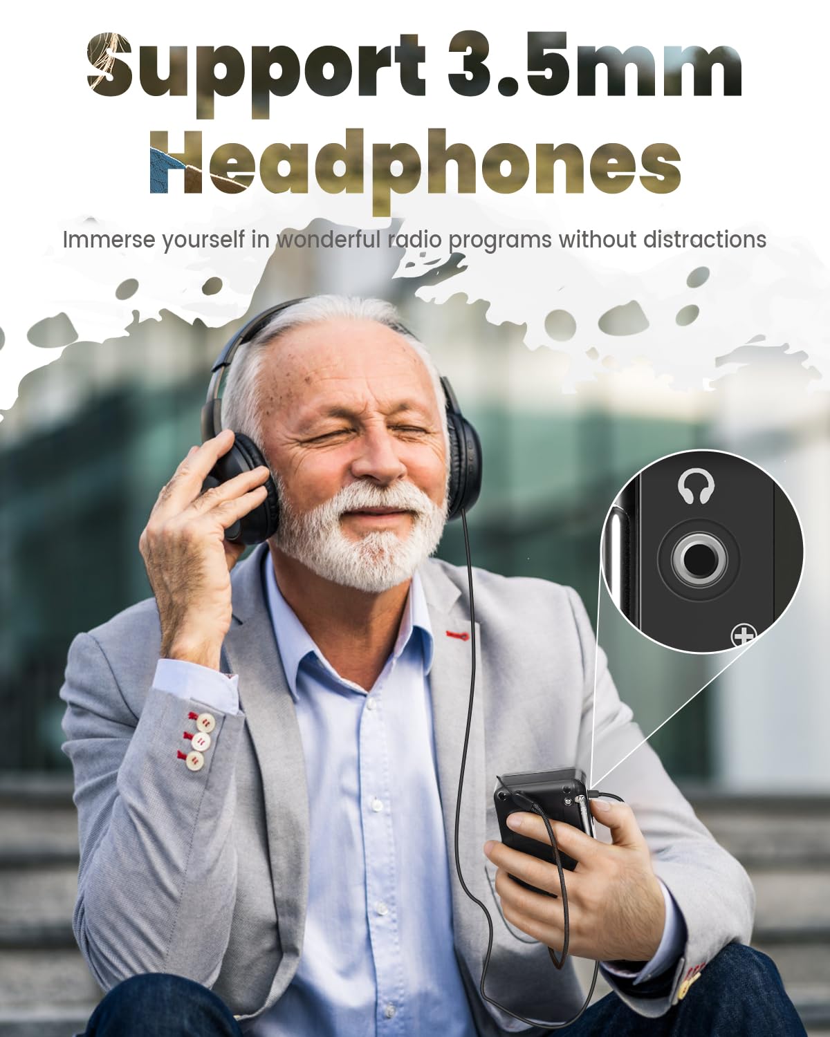 Prunus Portable Radio Am Fm With Rechargeable Battery, Earphone Jack, Handheld Radio, Excellent Reception, Knob Easy To Use, Tan