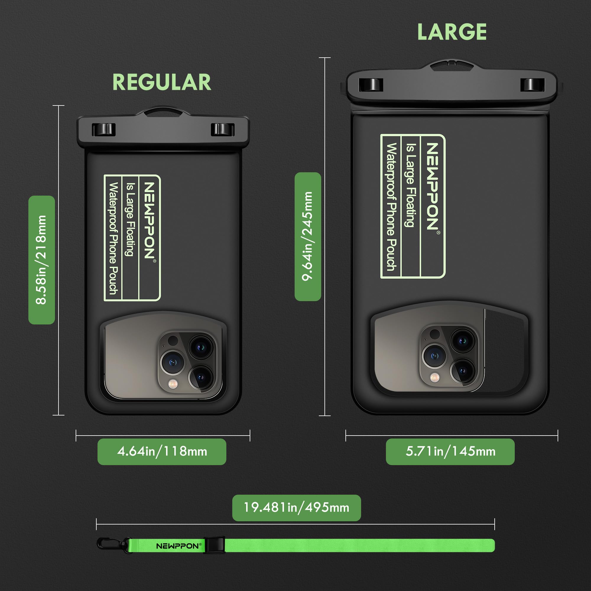 10.5 Large Floating Waterproof Phone Pouch - 2 Pack Float Clear Cell Holder Protector With Lanyard - Universal Floatable Water P