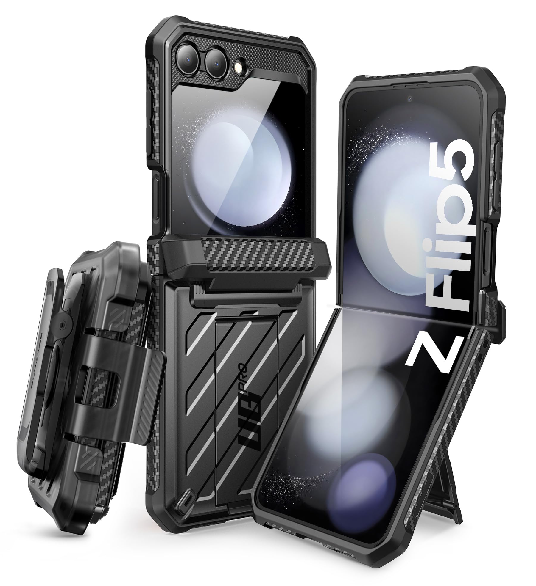 SUPCASE for Samsung Galaxy Z Flip 5 Case with Stand & Belt-Clip (Unicorn Beetle Pro), [Hinge Protection] [Front Screen Protector