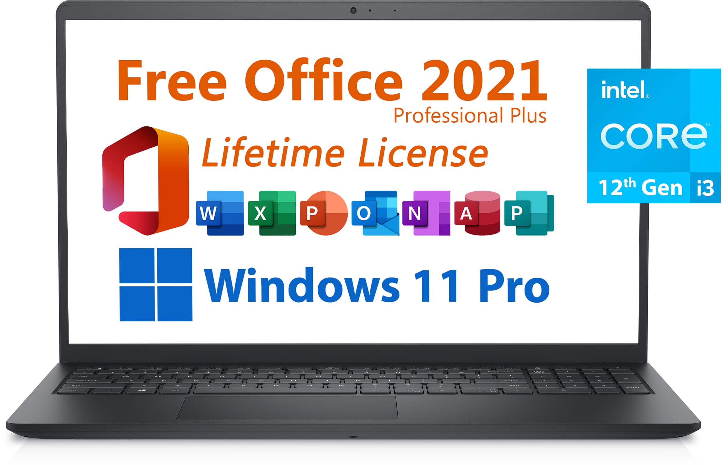 Dell 2024 Inspiron 15 Business Laptop, Free Microsoft Office 2021 with Lifetime License, 15.6 FHD 1920 x 1080, Intel 6-Core i3-1