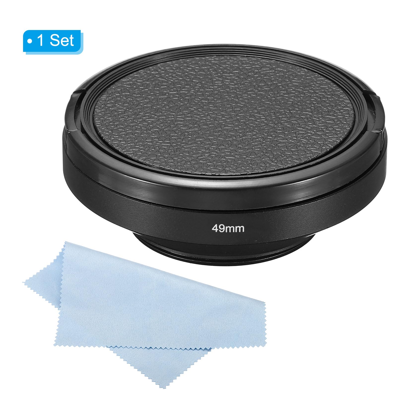 Patikil 49Mm Lens Hood, Wide Angle Matte Surface Anti Reflective Inside Hood With Cap And Cleaning Cloth For Camera Lens, Black