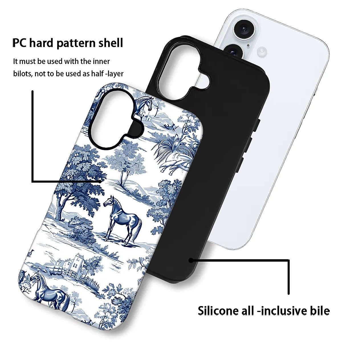 Ilikediy For Iphone 16 Case,Hh2 Wild Desert Horse Manor Hybrid 2 Layer Hard Shell Silicone Protective Pattern Design Case