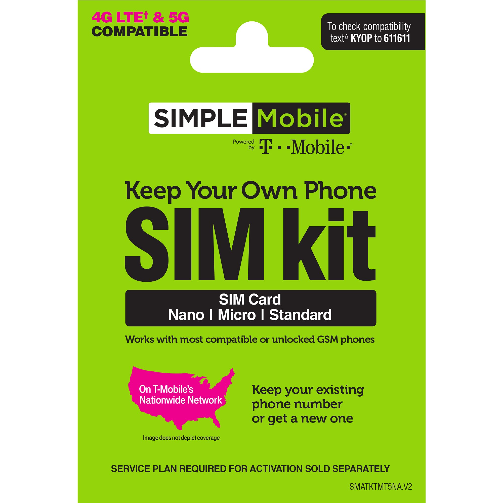 Simple Mobile Prepaid Sim Card Kit (4G Lte Network)