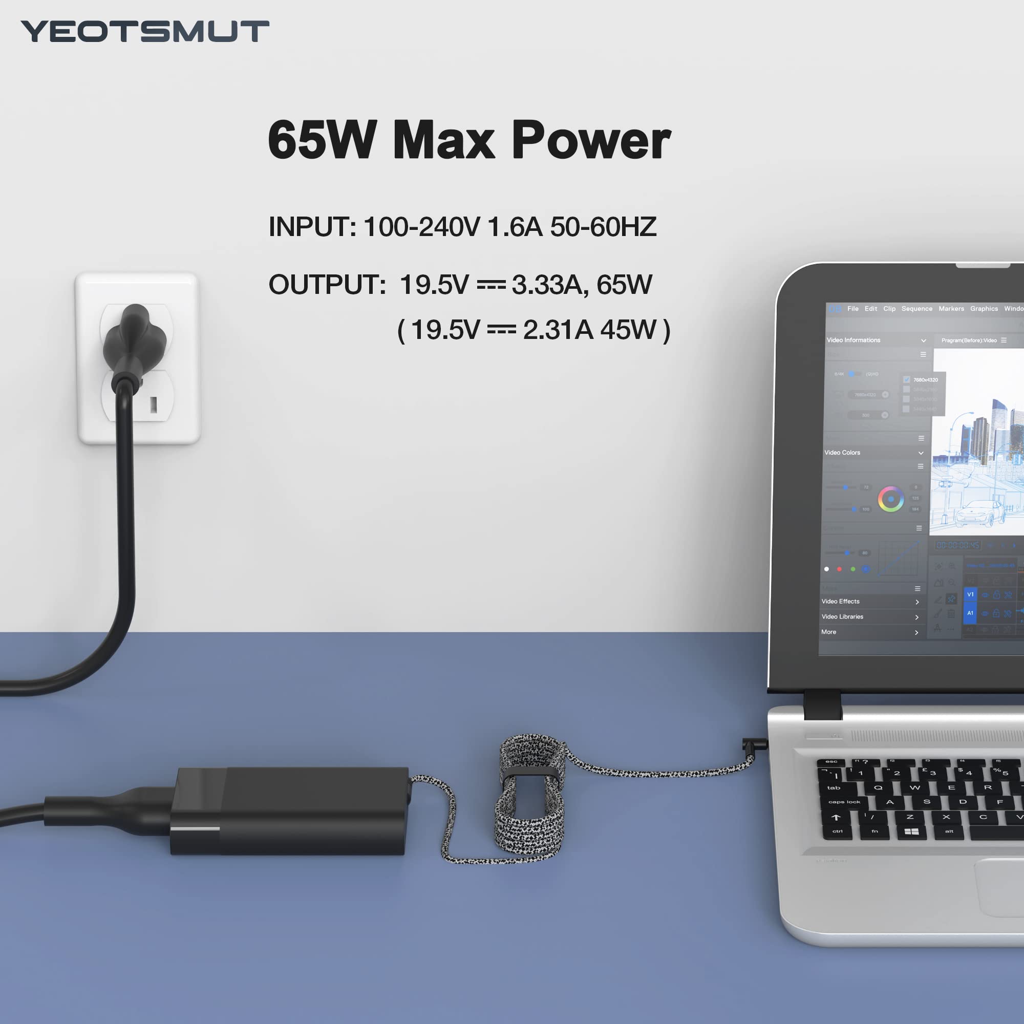 New Replacement 65W 45W Hp Laptop Charger For Pavilion,Spectre X360, Envy X360, Elitebook 840, Probook, And More Laptop Power Su