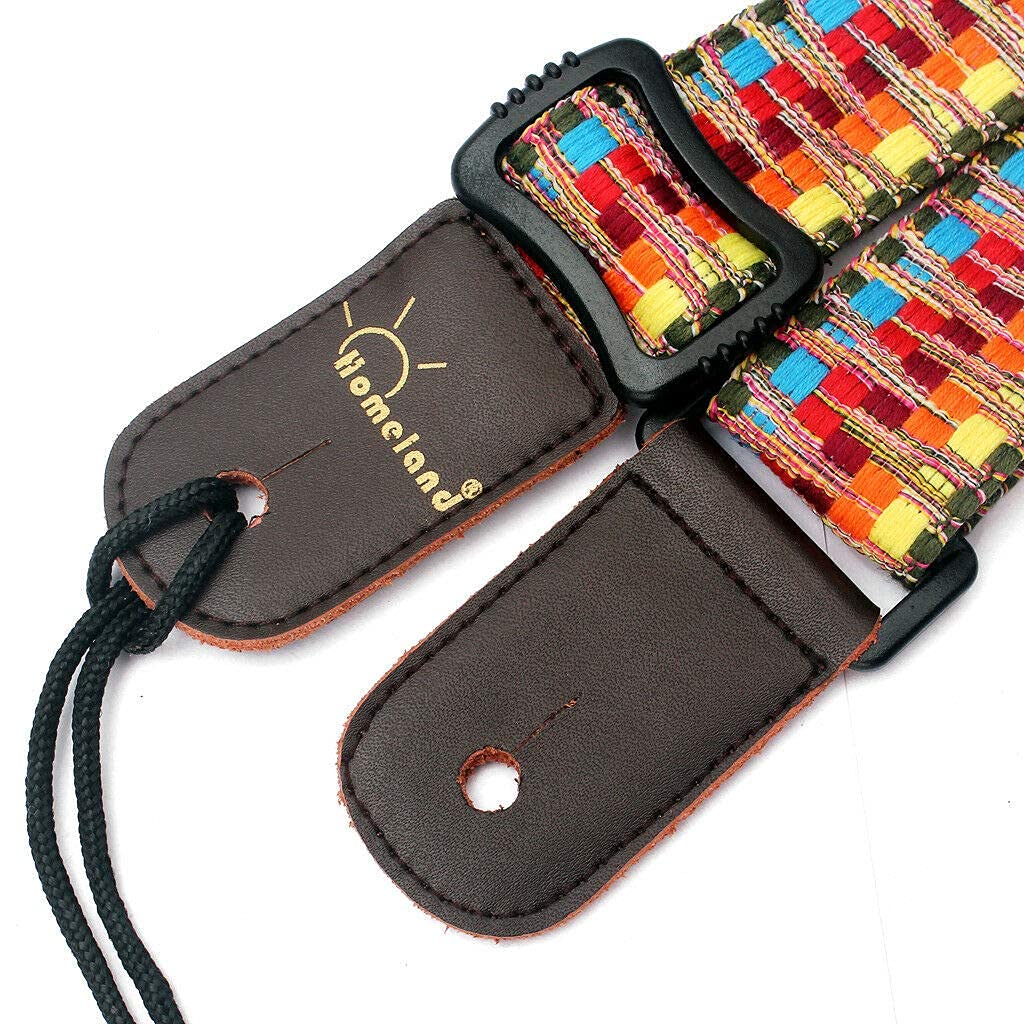 Ubersweet Imported Stripy Style Leather Ends Guitar Bass Strap Belt Finest