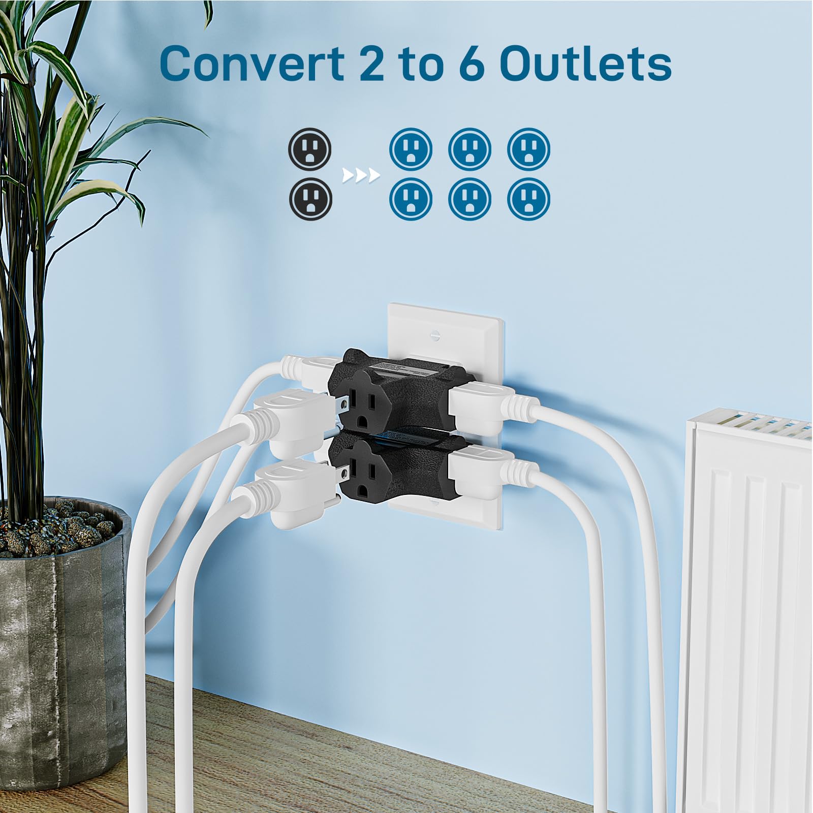 K Kasonic   3 Outlet Grounding Adapter, [Ul Listed] Plug Extender, Heavy Duty Grounded Power Tap   3 Pack (Black)