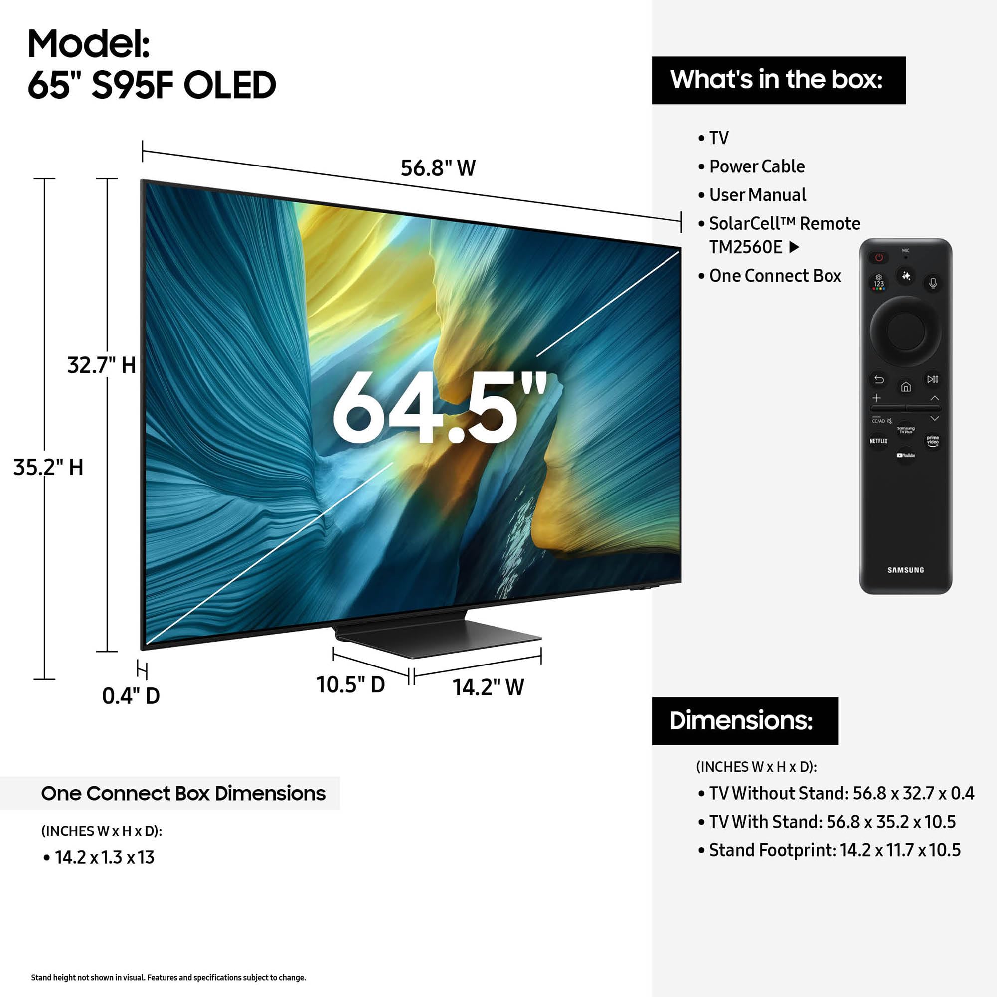 Samsung 65-Inch Class Oled S95F 4K Glare Free Smart Tv (2025 Model) Nq4 Ai Gen3 Processor, Oled Hdr Pro, Motion Xcelerator 164Hz