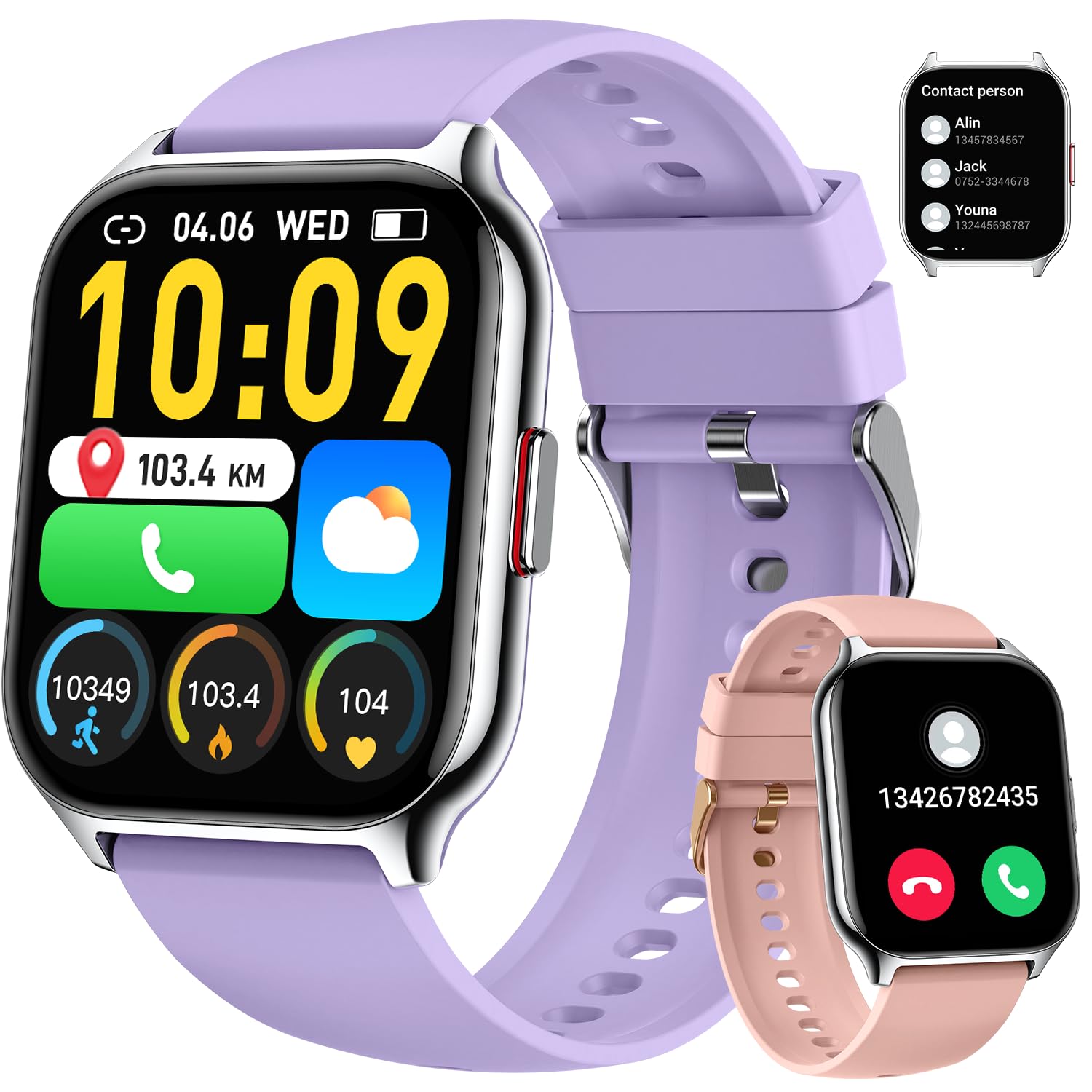Smart Watch For Men Women Fitness: (Make/Answer Call) Bluetooth Smartwatch For Android Phones Iphone Outdoor Waterproof Digital