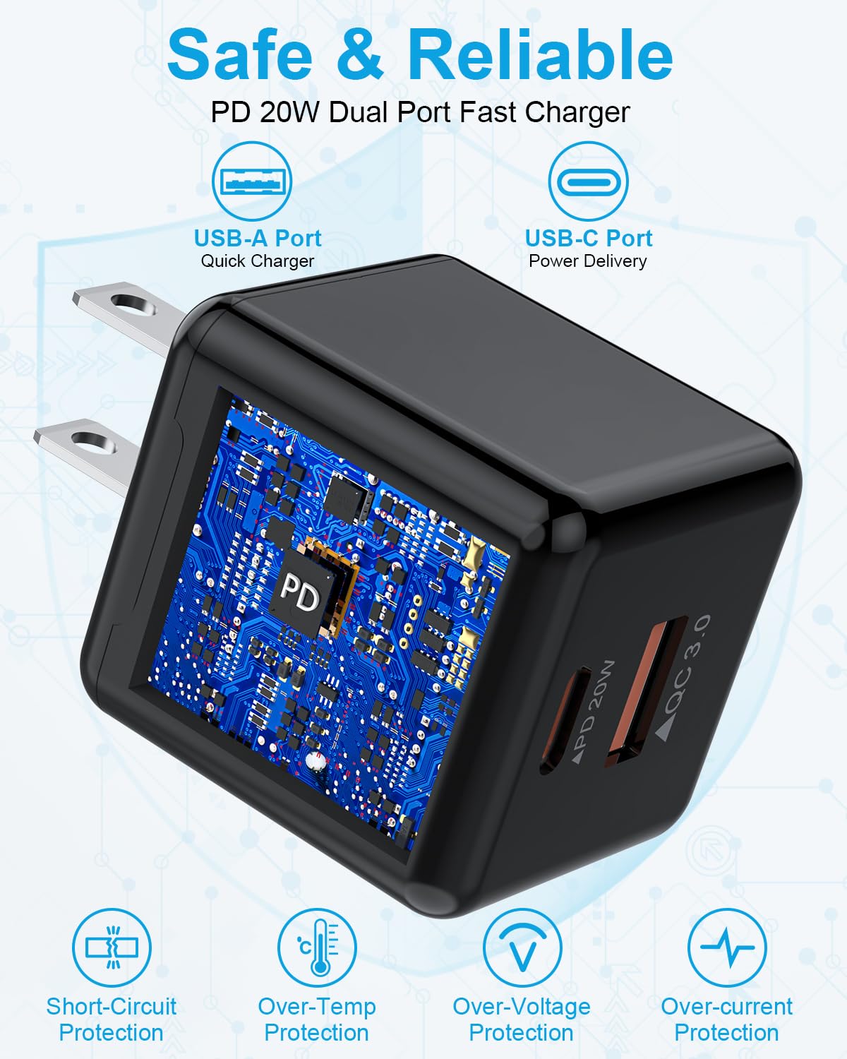 16 Ft Extra Long Iphone Charger Cord, [Apple Mfi Certified] With Dual Port 20W Pd + Qc 3.0 Wall Charger Plug, Nylon Braided Fast