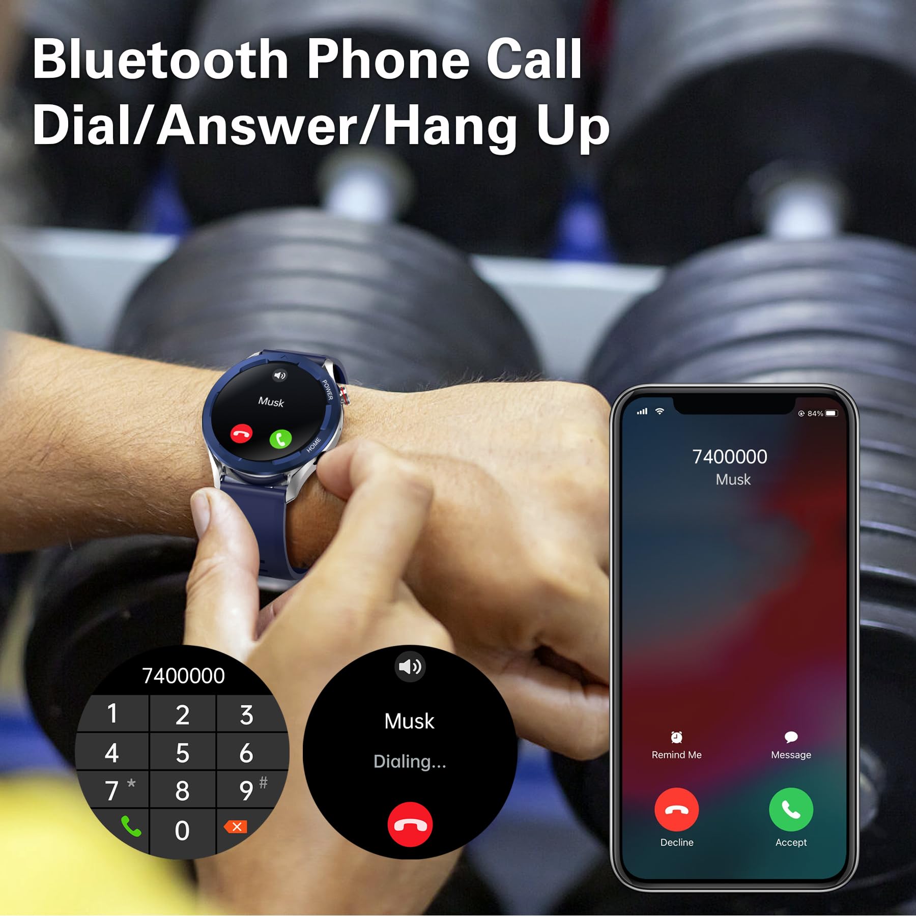 Bribejat Smart Watch For Men Answer/Make Call, Hd 1.32 '' Zinc Alloy Case Smartwatch, Voice Assistant Waterproof Activity Tracke