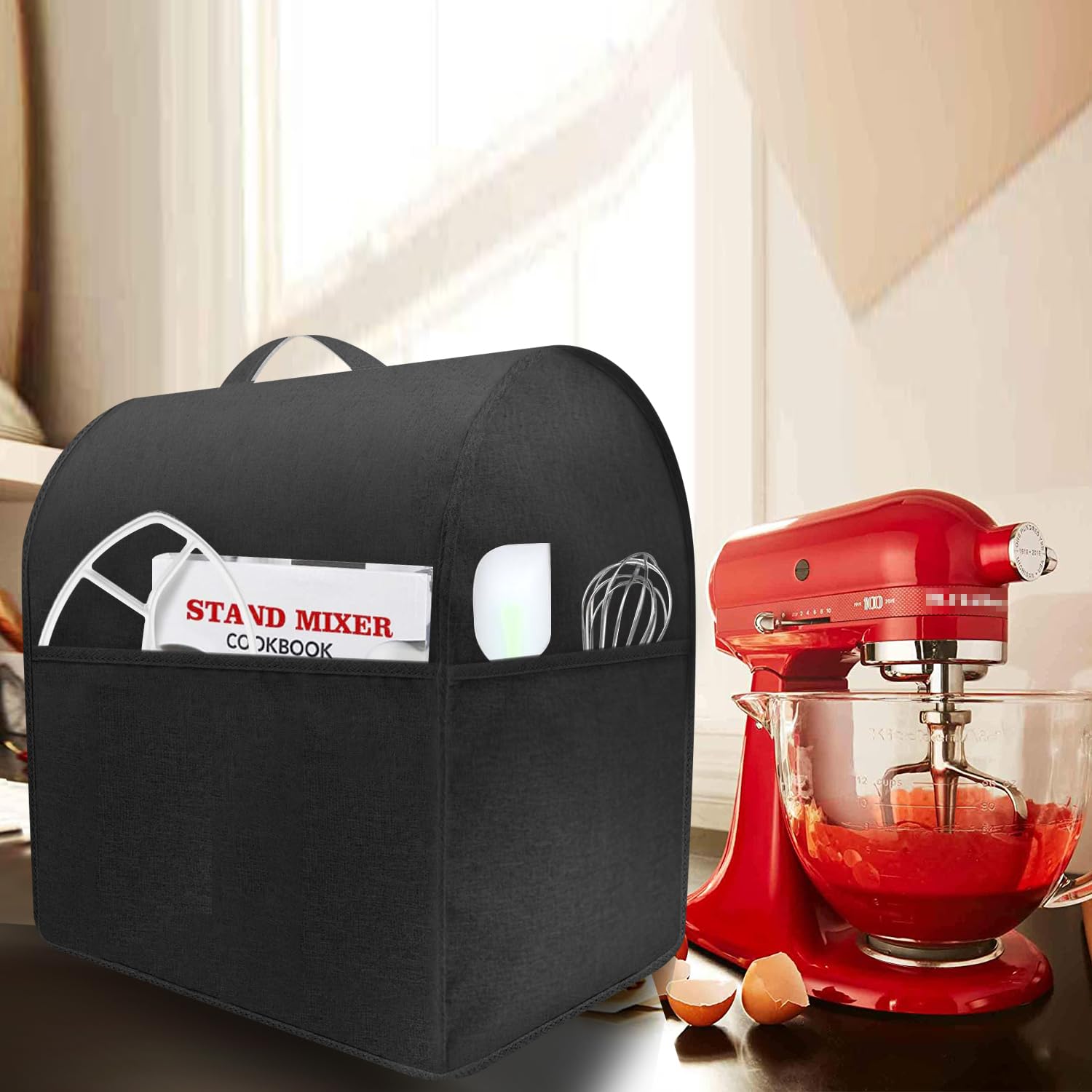 Stand Mixer Dust Proof Cover For Kitchenaid Mixer,Multi Pockets For Various Kitchen Appliance Accessories,Water Resistant,Easy C